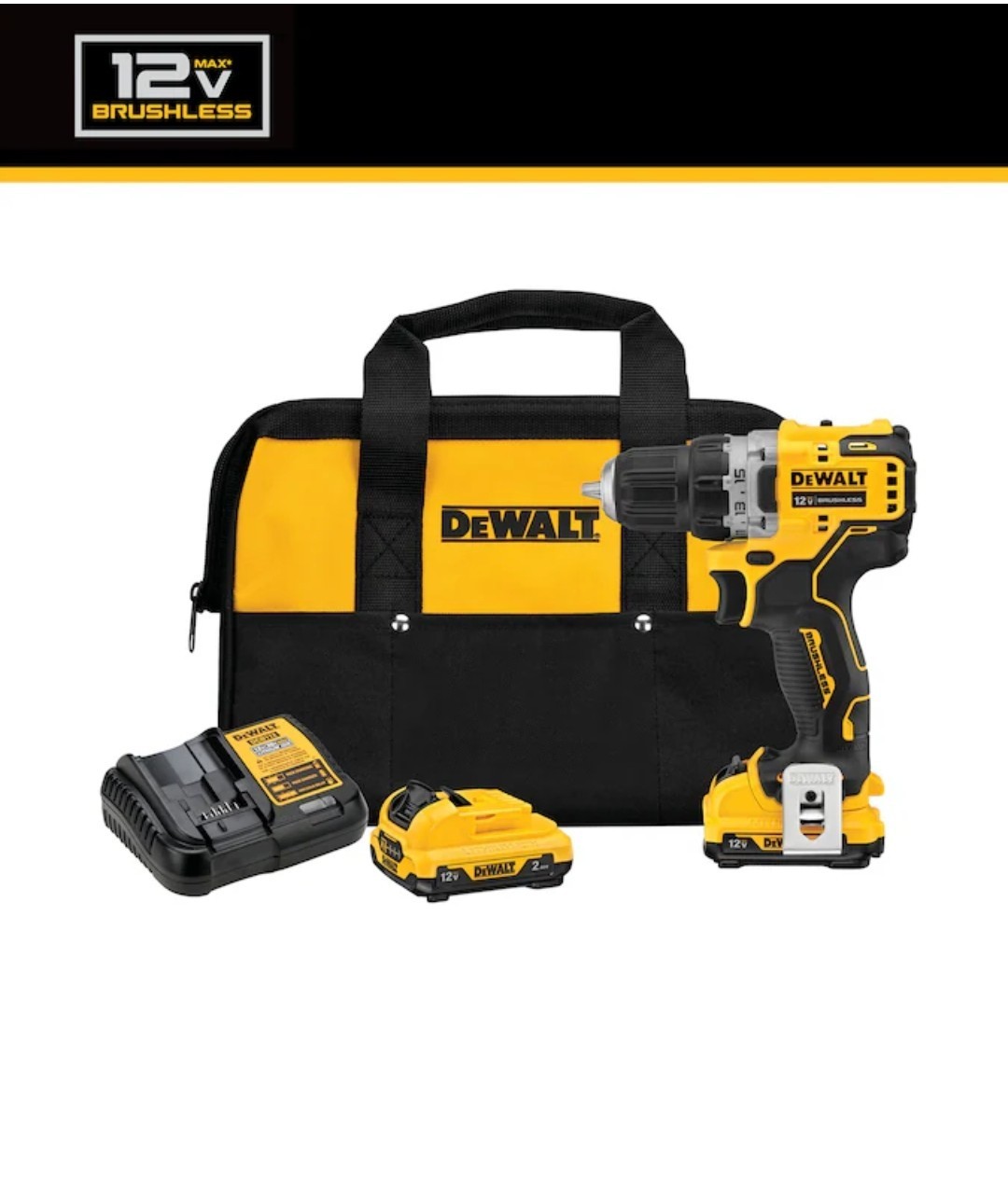 DEWALT XTREME 12V Max Brushless 3/8in Keyless Drill/Driver Kit DCD701F2