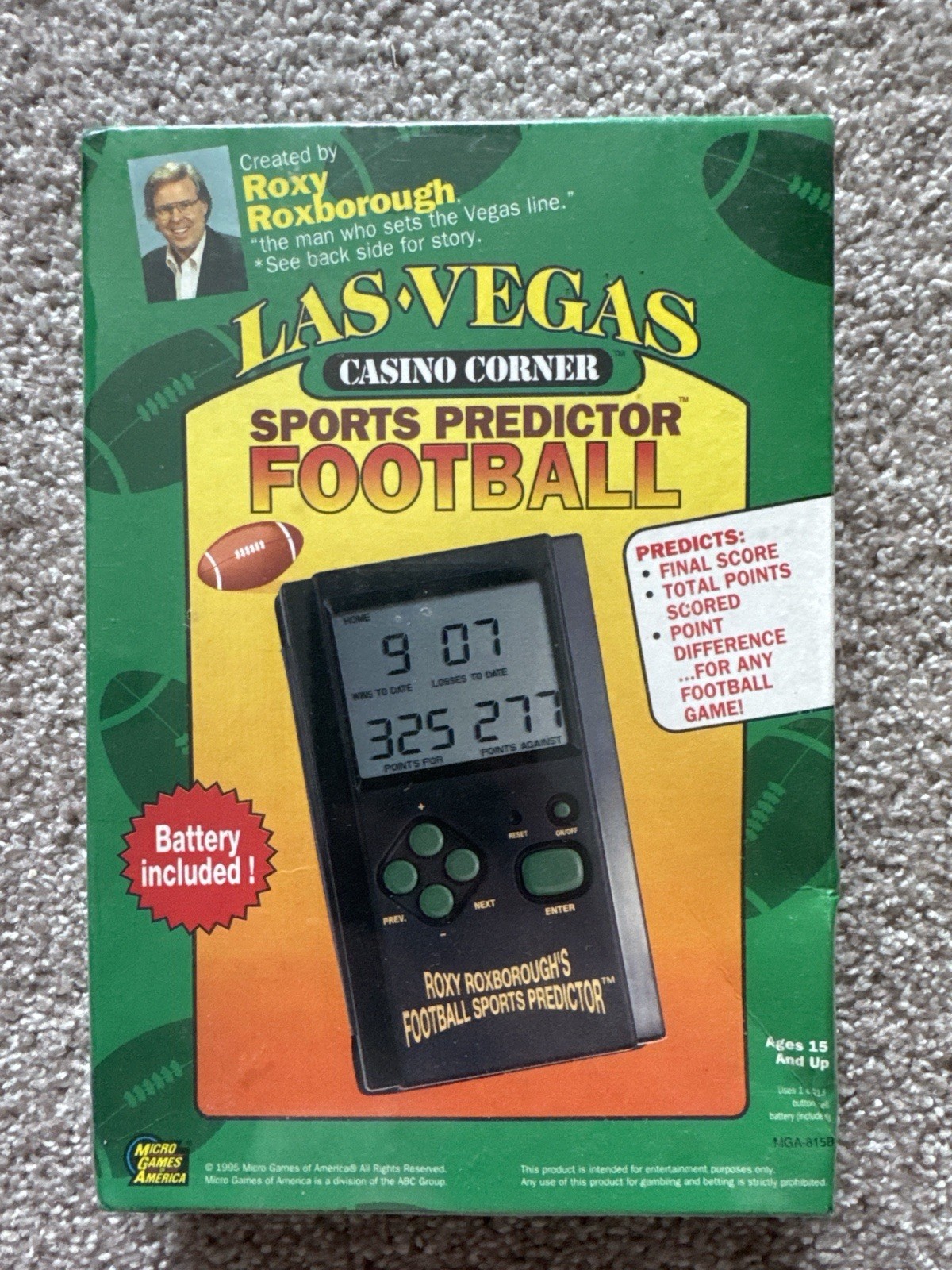 Vintage 1995 Roxy Roxborough Football Sports Predictor in Box