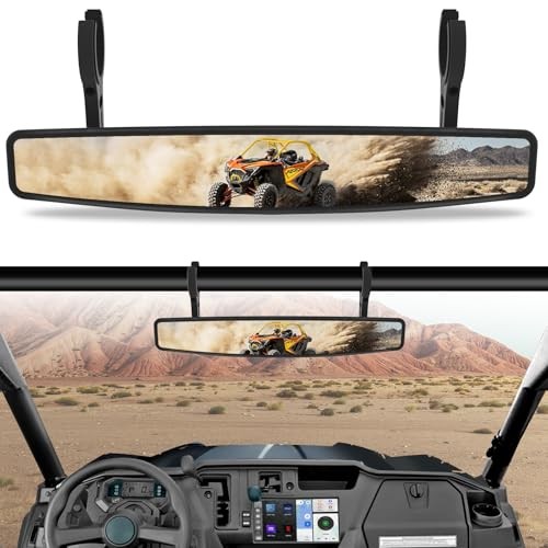 17" UTV Rear View Center Mirror, UTV Race Mirror 1.75" or 2" Clamps Compatible