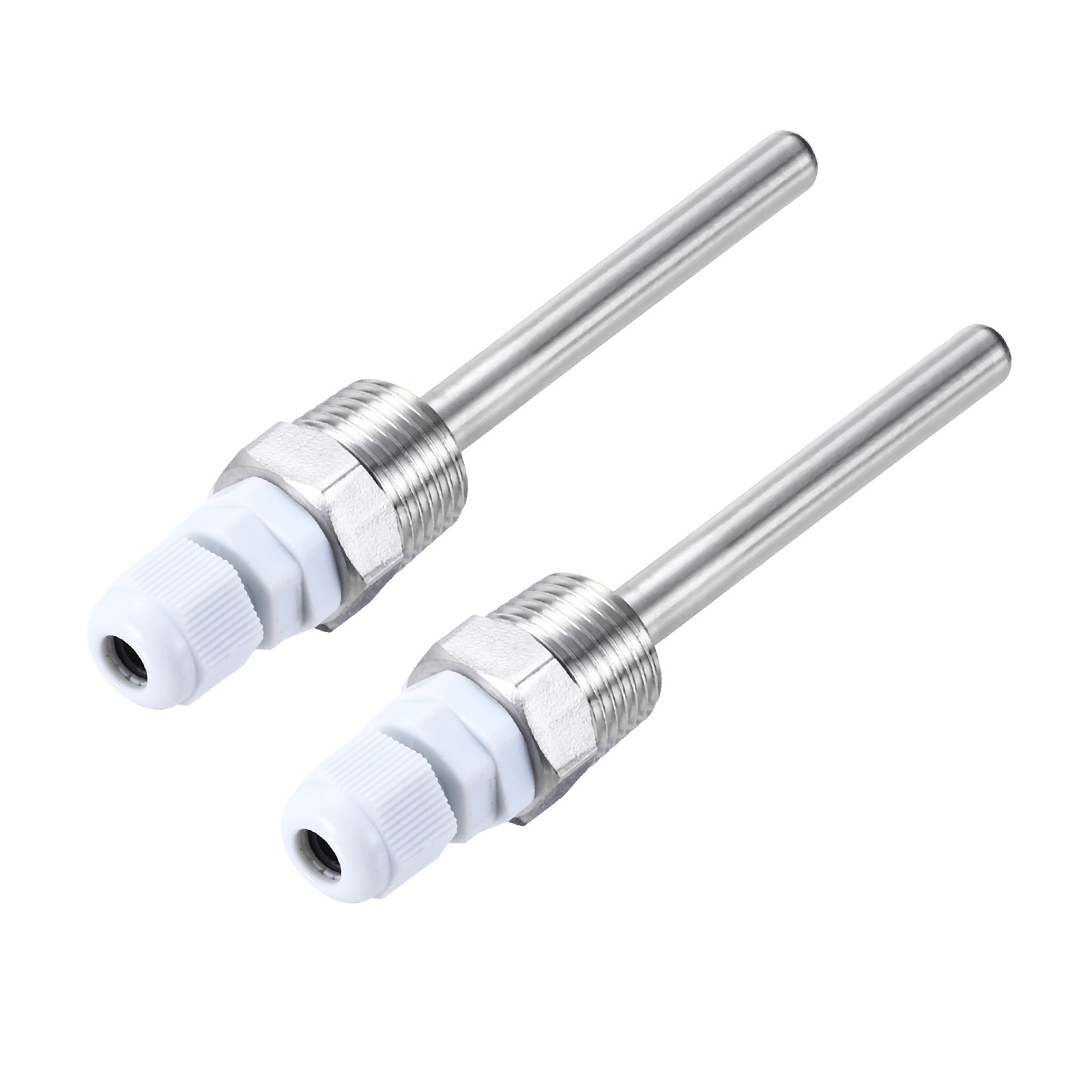 2 Pcs 8mm Dia G1/2 Thermowell Weldless Stainless Steel 304 100mm White