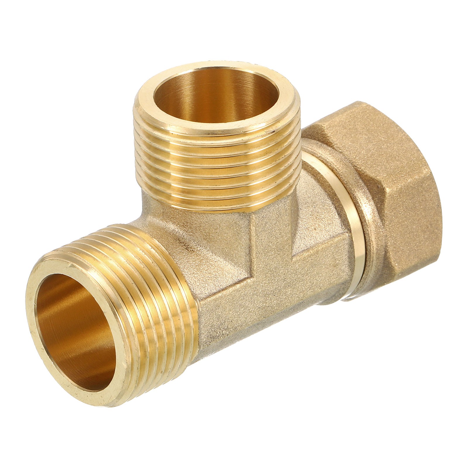 Brass Tee Swivel Pipe Fitting G3/4" 3 Way T-Connector Female x Male x Male