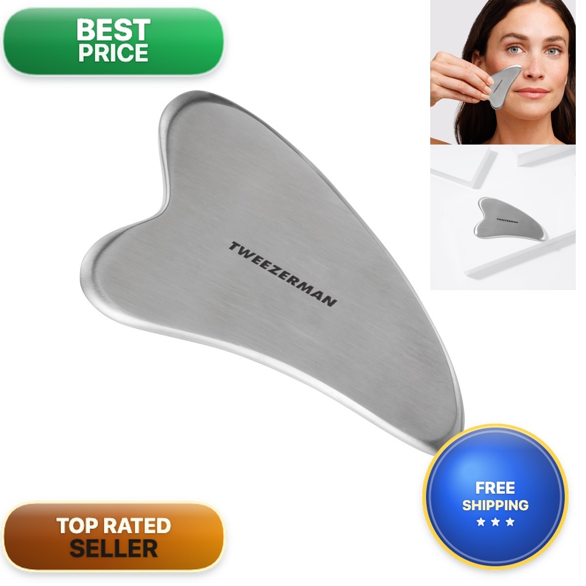 Tweezerman 2756-R Stainless Steel Gua Sha Massager