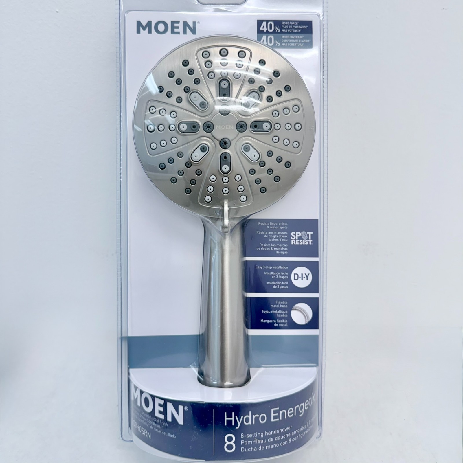 MOEN 200H0SRN HydroEnergetix 8-Spray Wall Mount Handheld Shower Head