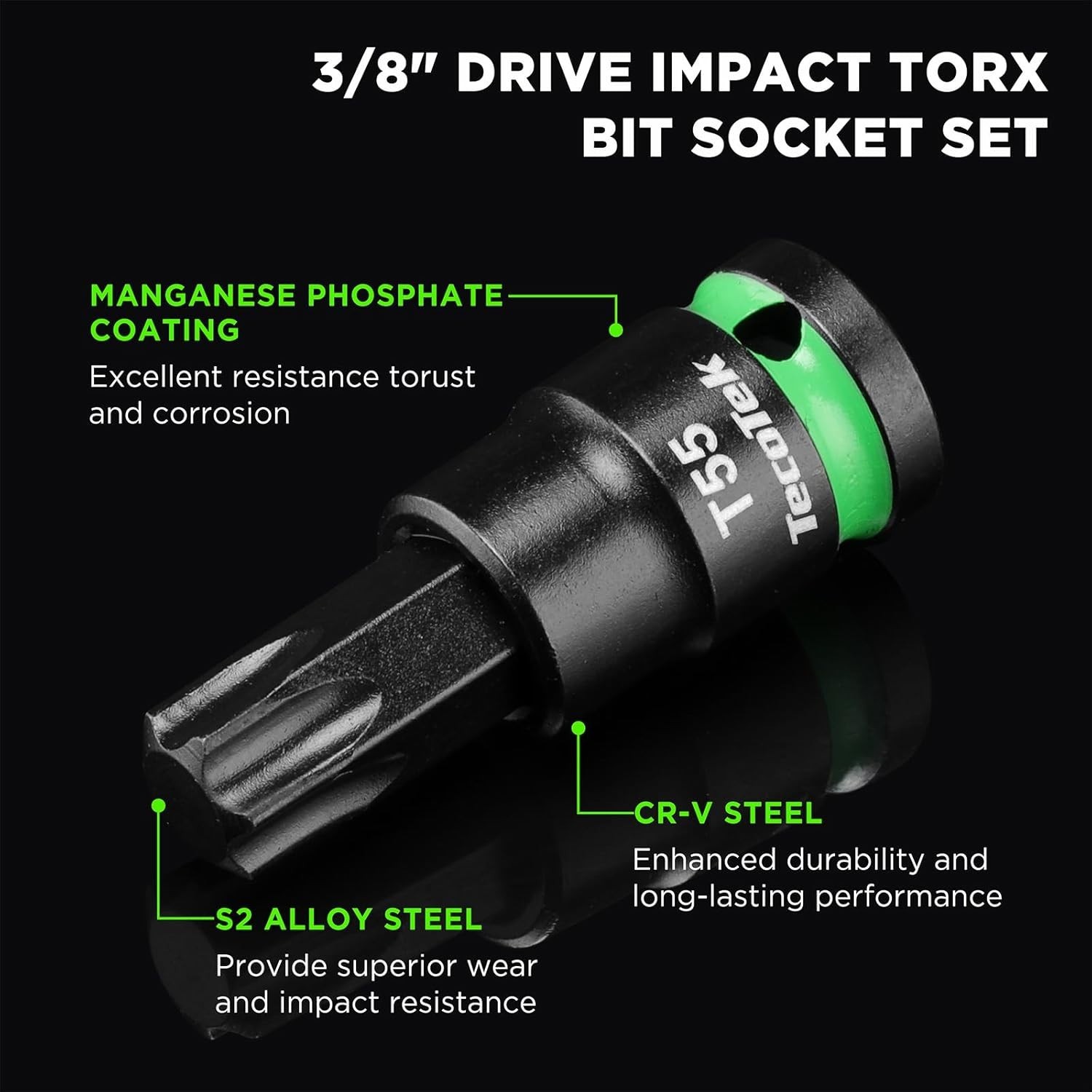 3/8" Drive Impact Torx Bit Socket Set, Extra Long Torx Socket, S2 Alloy Steel...