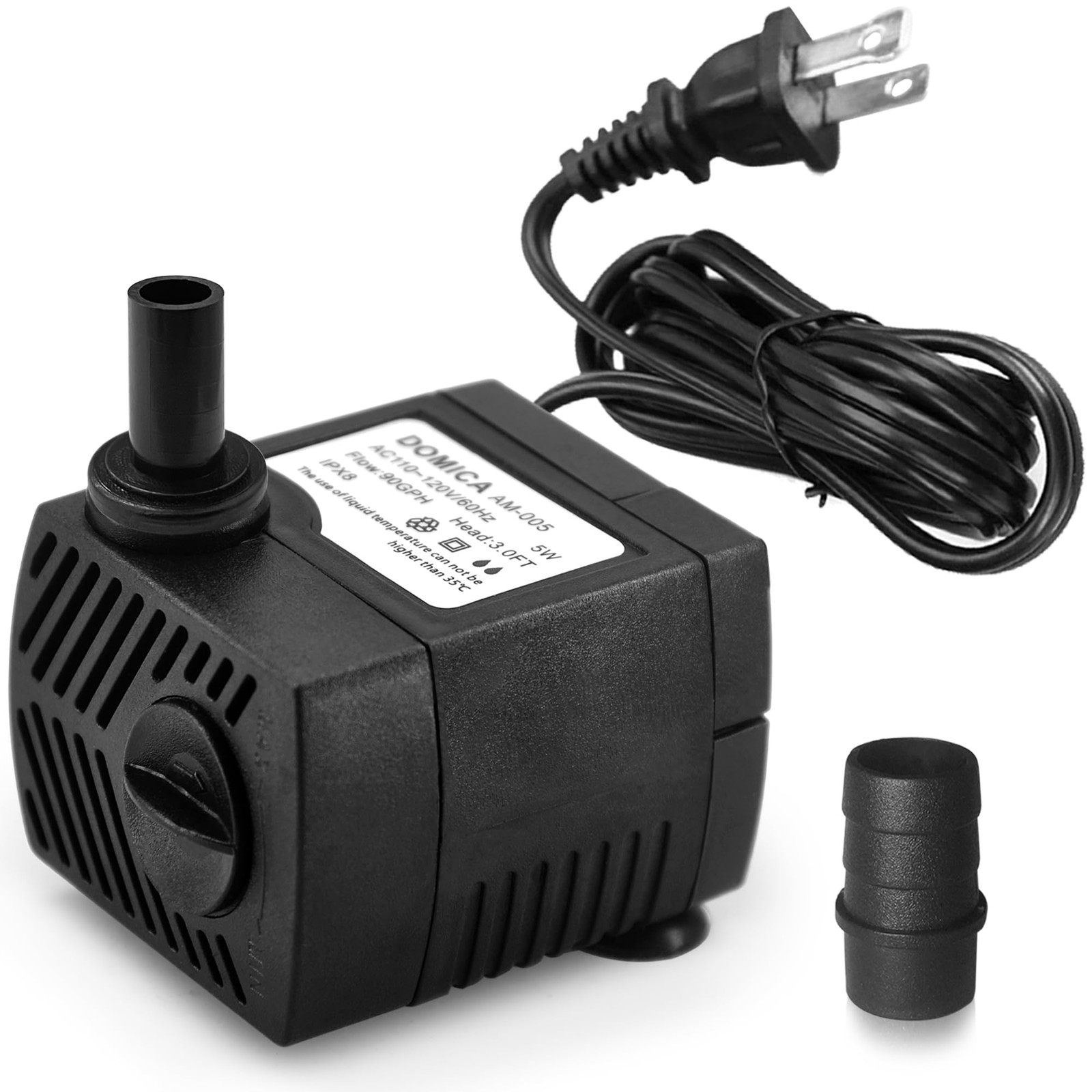 90 GPH Mini Submersible Pump, Small Fountain Pump (5W 350L/H) for water feature