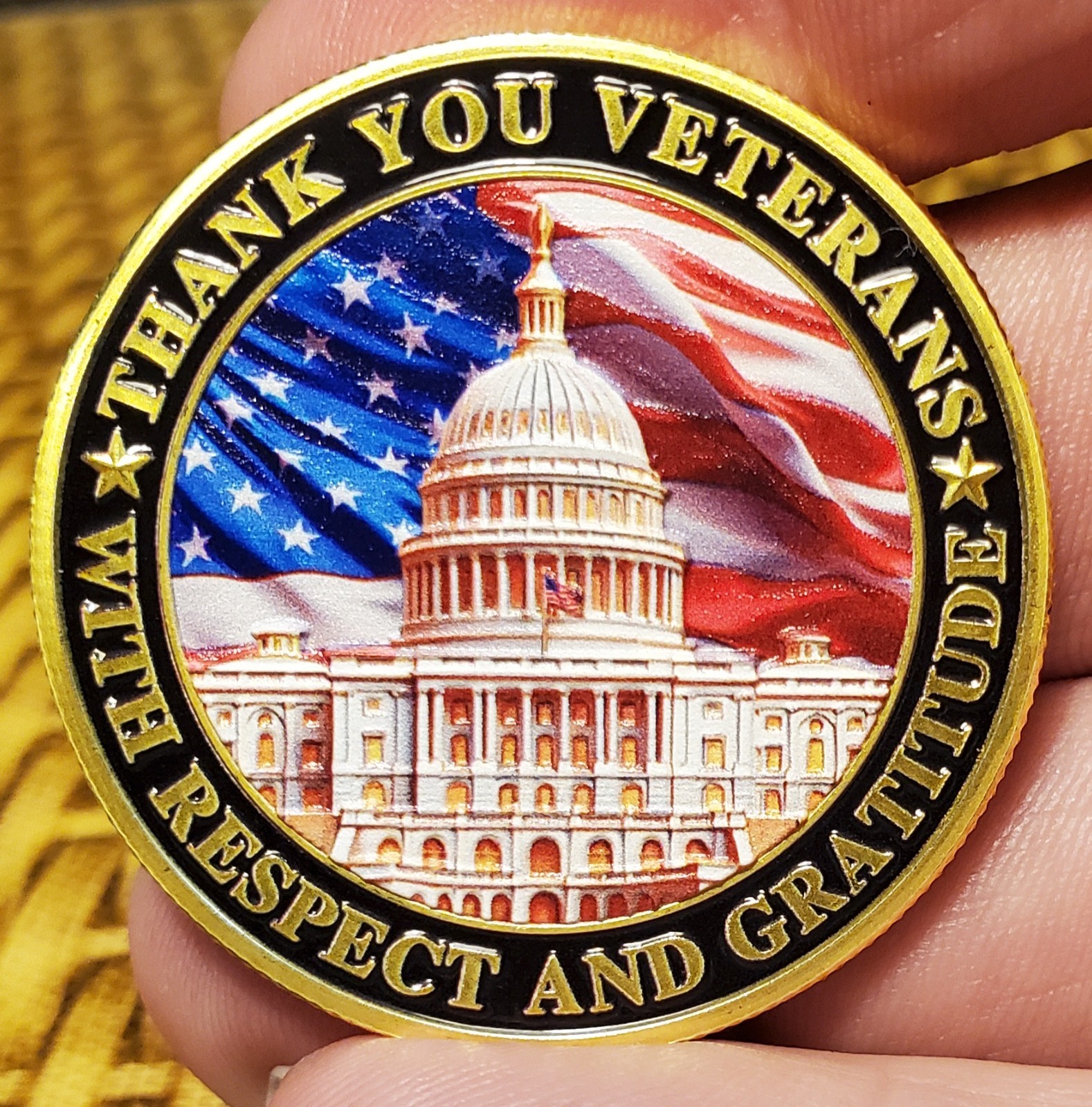CHALLENGE COIN-U.S. CAPITOL "THANK YOU VETERANS W/ RESPECT AND GRADITUDE"