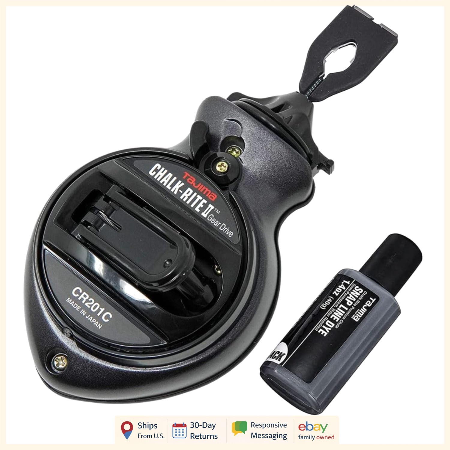 Durable Aluminum Chalk Line with Refillable Micro Chalk and Snap Closure