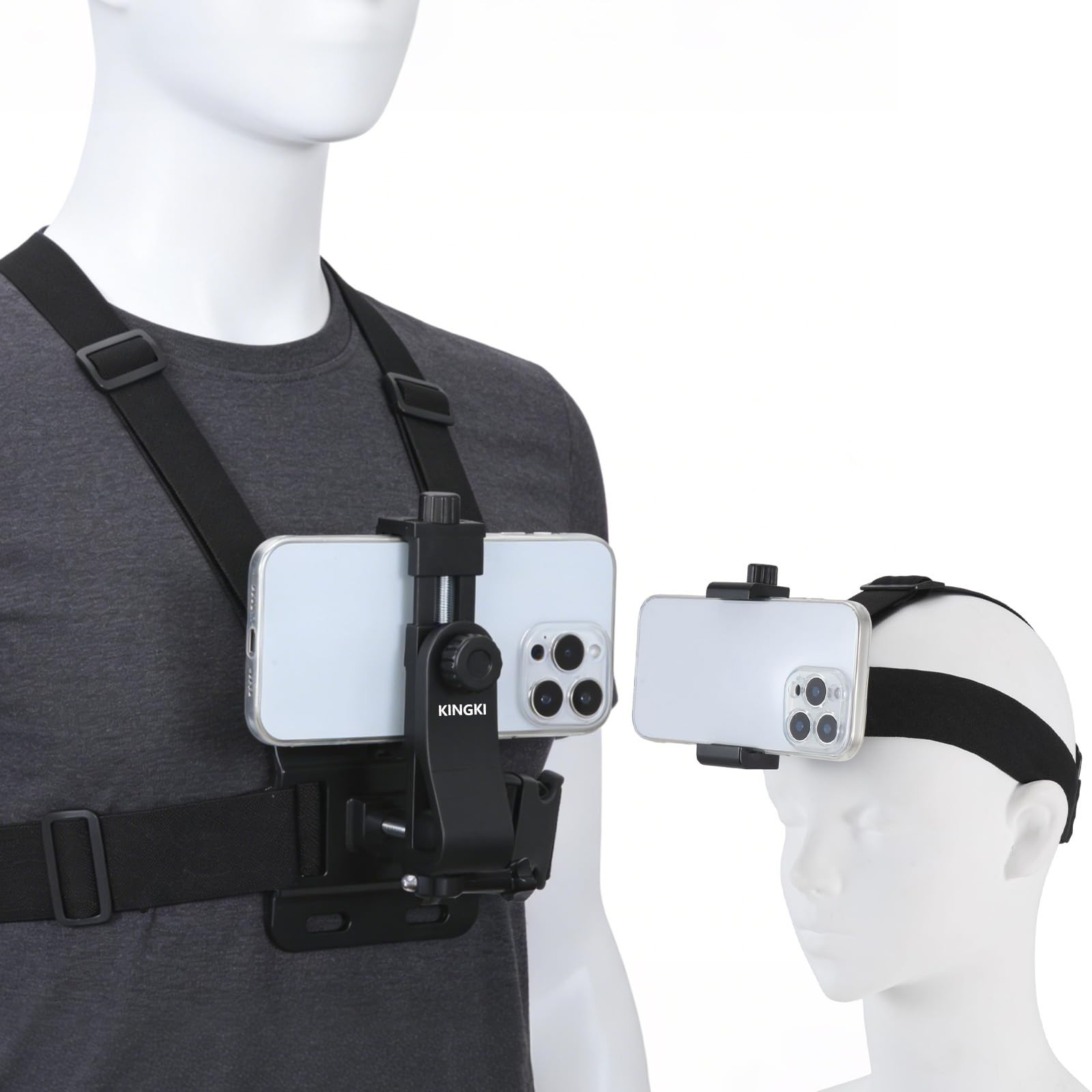 KINGKI Mobile Phone Chest Strap Harness Mount Head Strap Holder Kit for POV/V...