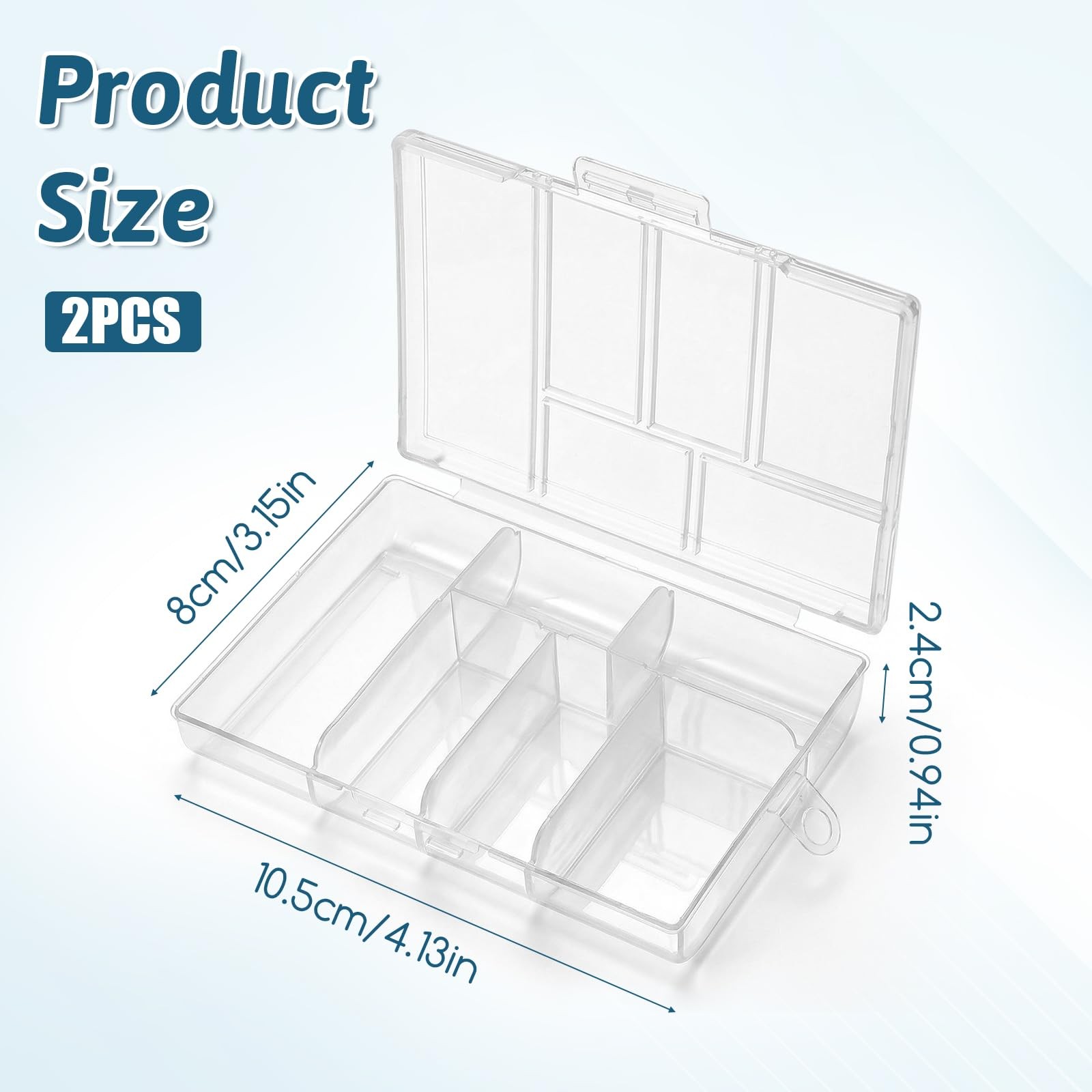 2Pcs Plastic Organizer Box with Dividers, 6 Grids Mini Organizer Clear Small ...