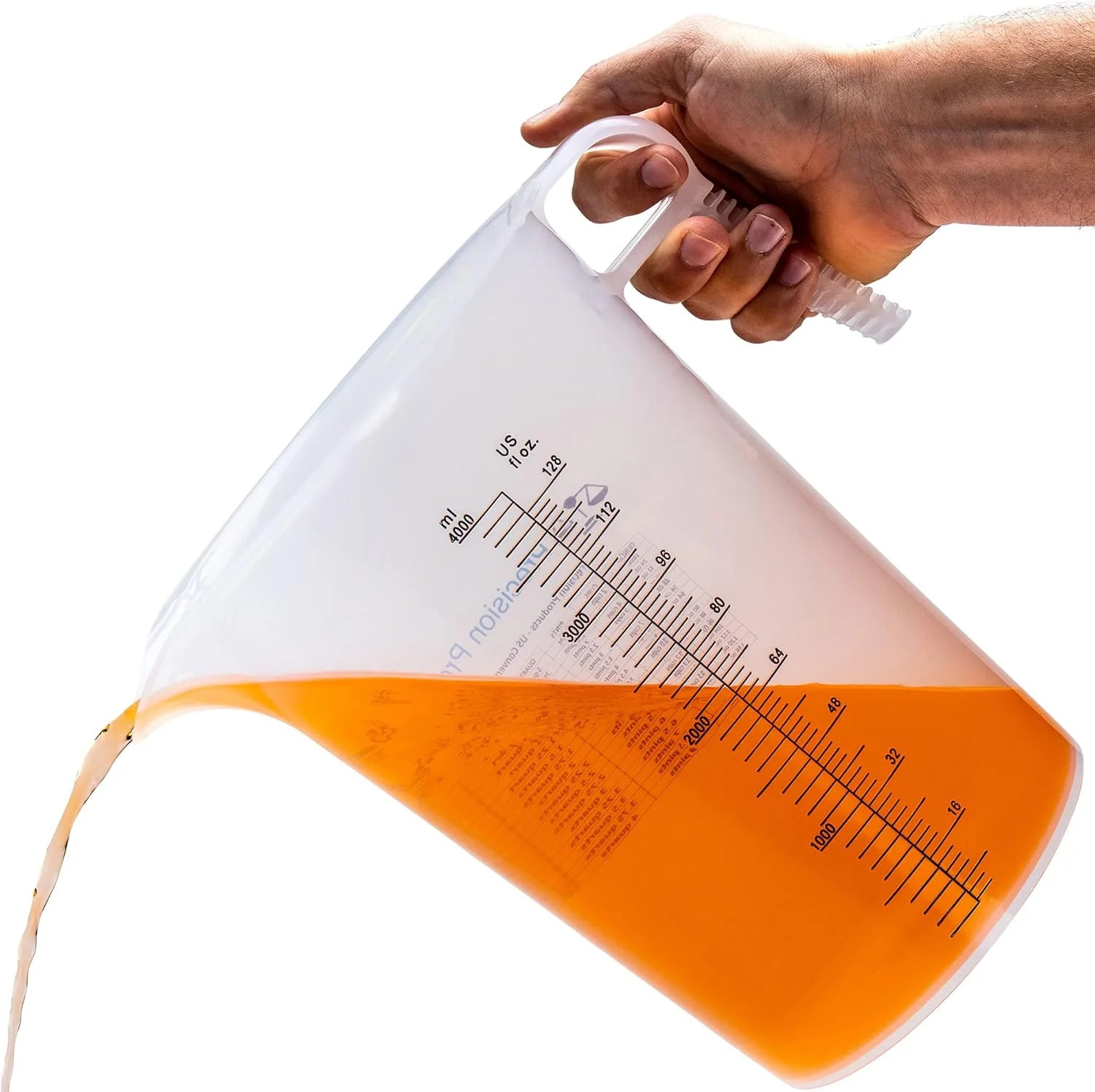 One Gallon 128oz Measure Pitcher - Convenient Conversion Chart - Strong Food Gra