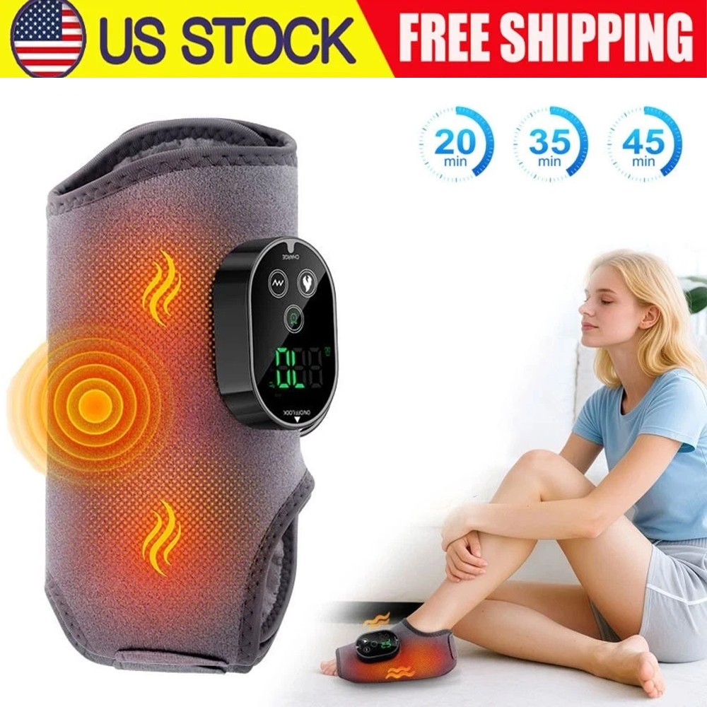 Cordless Foot Ankle Massager Pain Relief with 6 Heat Levels, 3 Vibration Modes