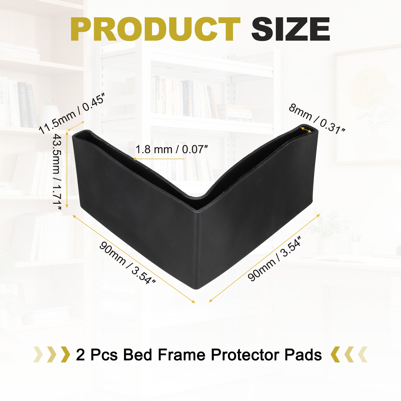 2Pcs 3-1/2" Bed Frame End Cap, Angle Iron Foot Pad Leg Protector, Black