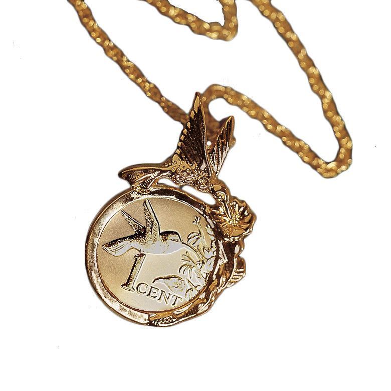 NEW American Coin Treasures Hummingbird Goldtone Coin Pendant 5633