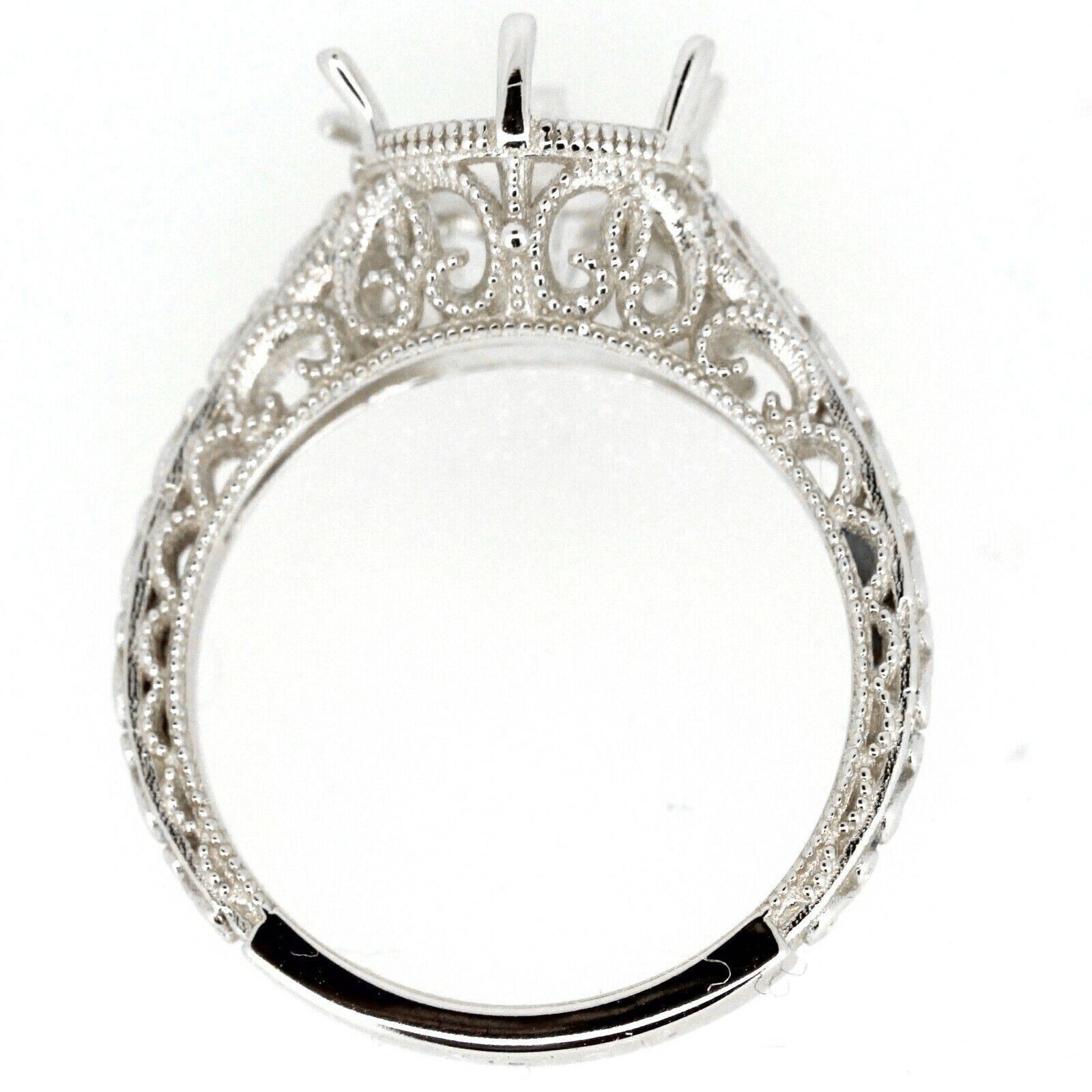 MTO Art Deco Style Sterling Silver Semi Mount Ring Setting Round RD 8x8mm
