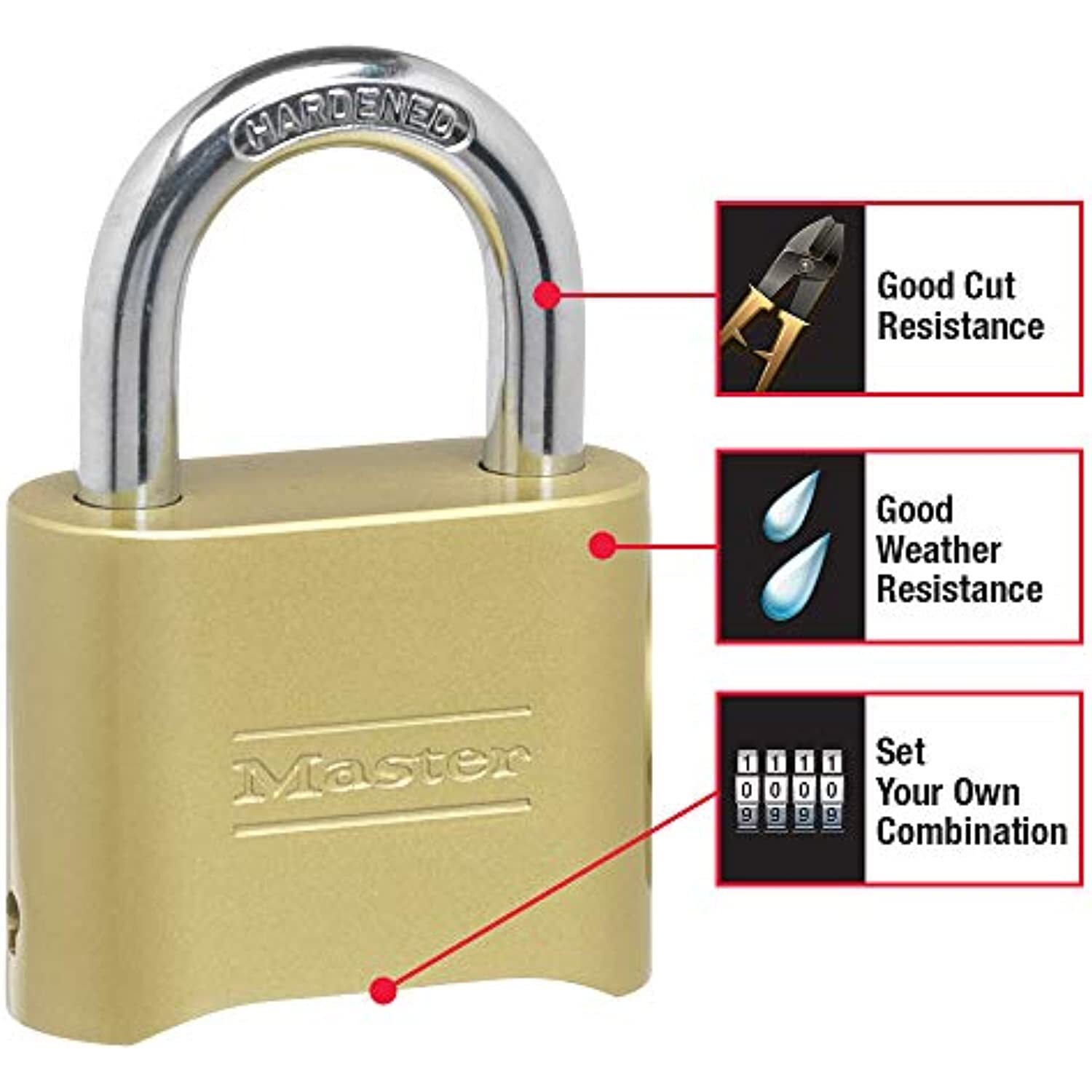 Master Lock Combination Lock, Indoor and Outdoor Padlock, Resettable Combination