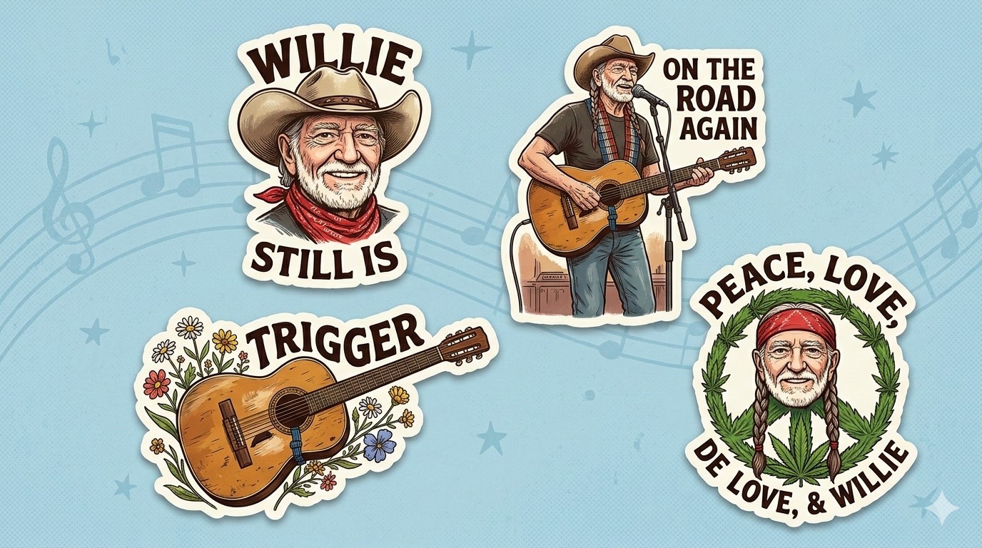4 Willie Nelson Stickers Decal Phone Laptop