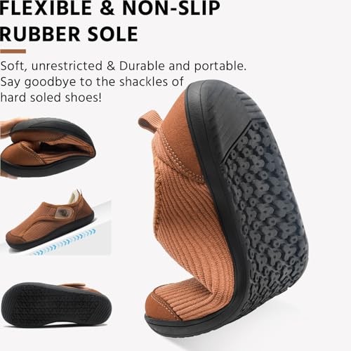 Comfortable Wide Diabetic Shoes for Women Mes,Barefoot House 8-8.5 Wide Brown