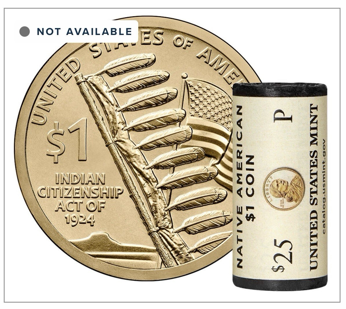 2024 P Sacagawea Native American Dollar Roll Mint Roll Heads Tails Unopened