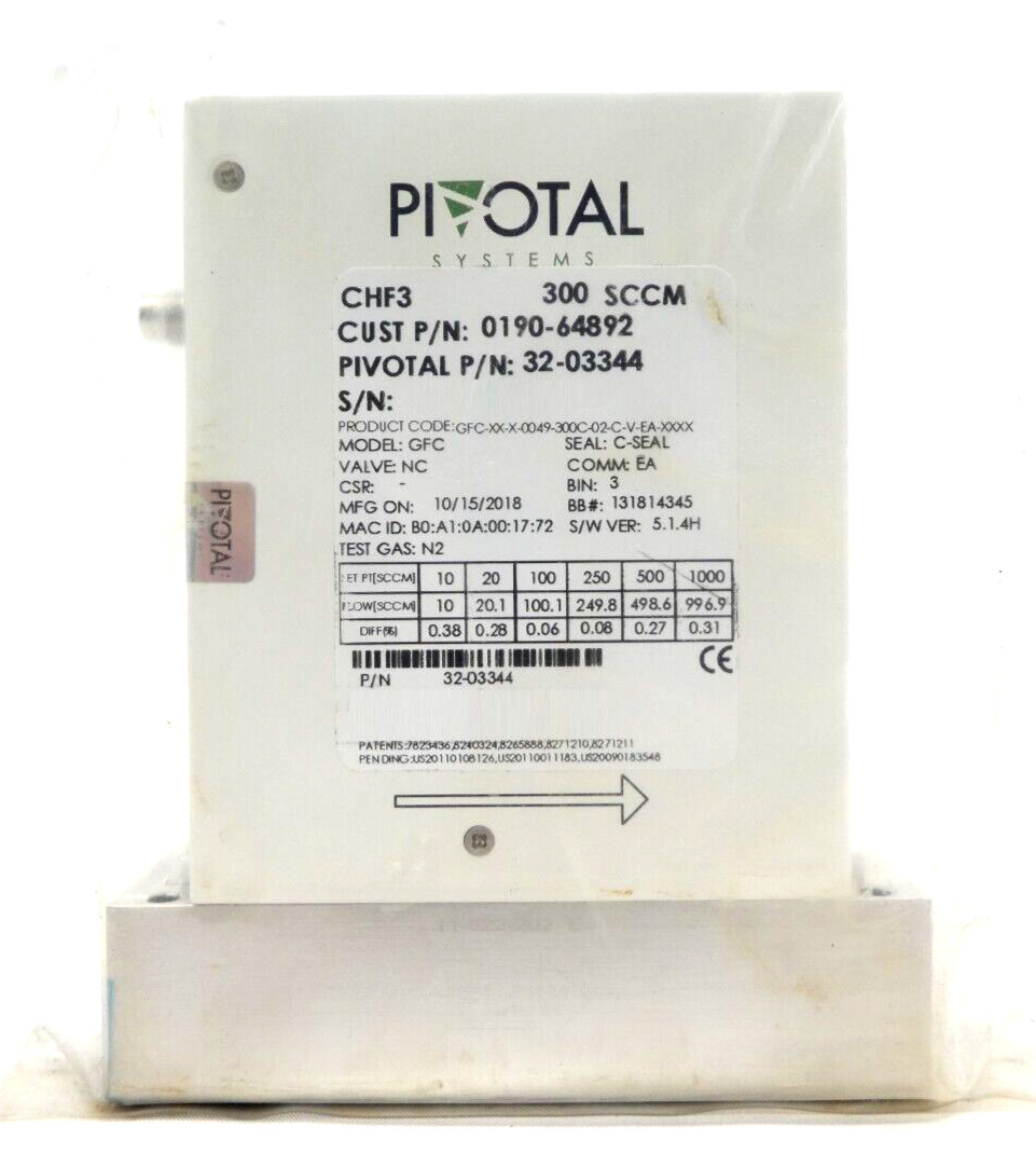 Pivotal Systems 32-03344 Mass Flow Controller MFC 300 SCCM CHF3 0190-64892 New