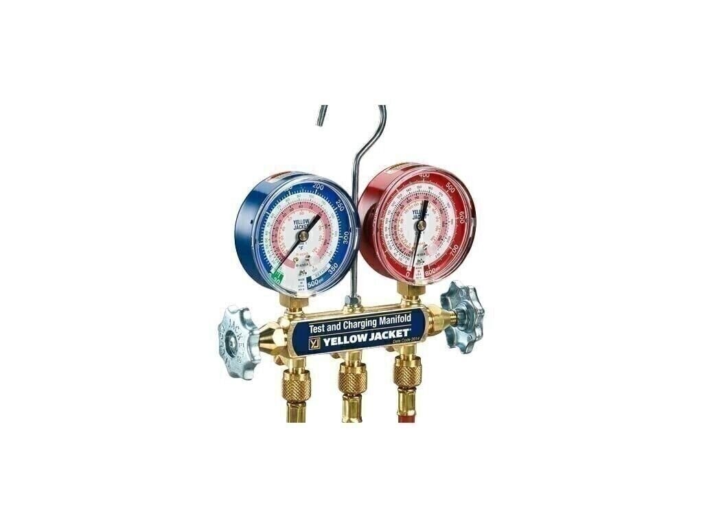 Yellow Jacket 42036 Mechanical Manifold Gauge Set,2-Valve,R-32,R-454B,R-410A