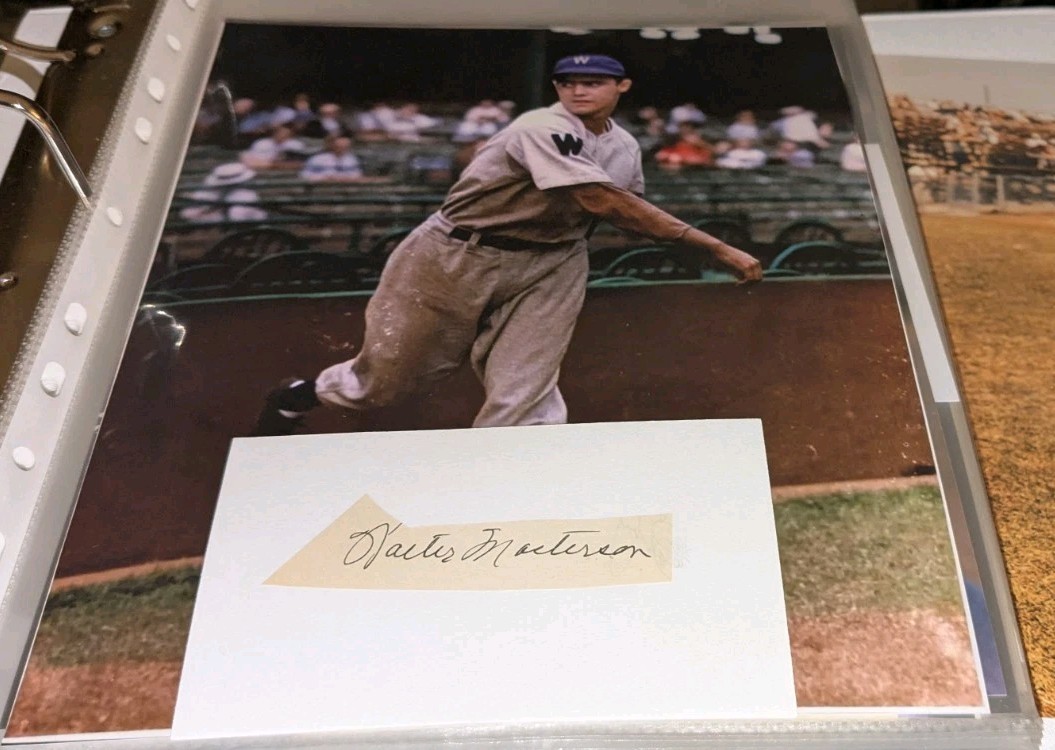Walt Masterson Washington Senators Signed Cut With 8x10 Photo W/Our COA B