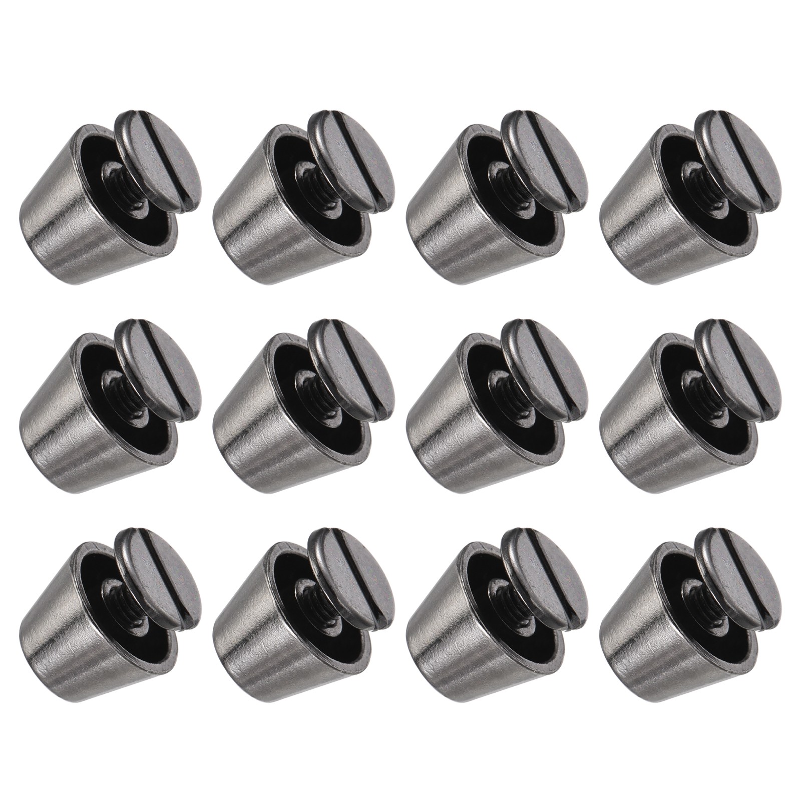 Screw Back Stud Spike (10x7mm) 12pcs, Flat Head Stud Rivets Gun-black