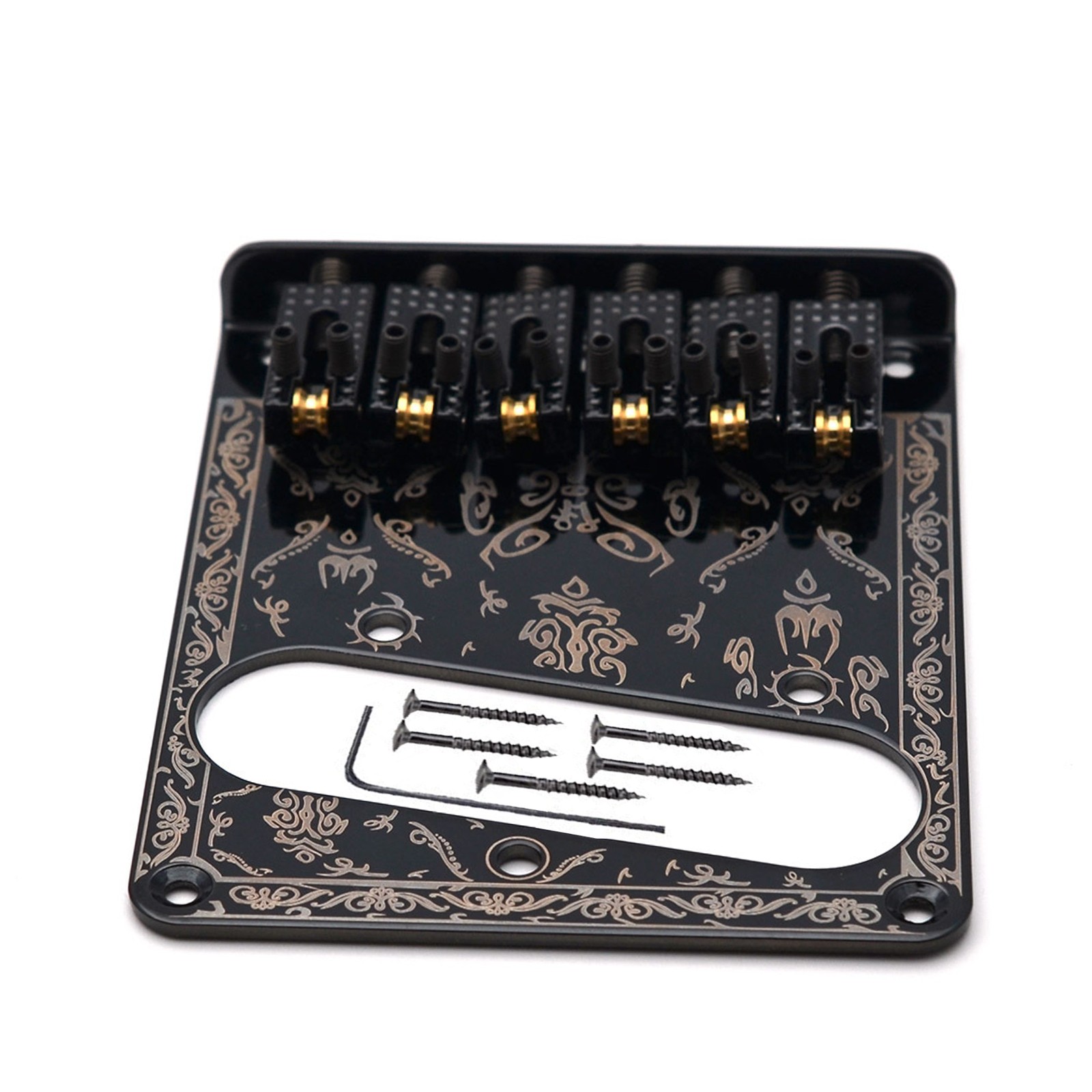 Black Retro Fender Telecaster Electric Guitar Bridge 6-Saddles Control Plate