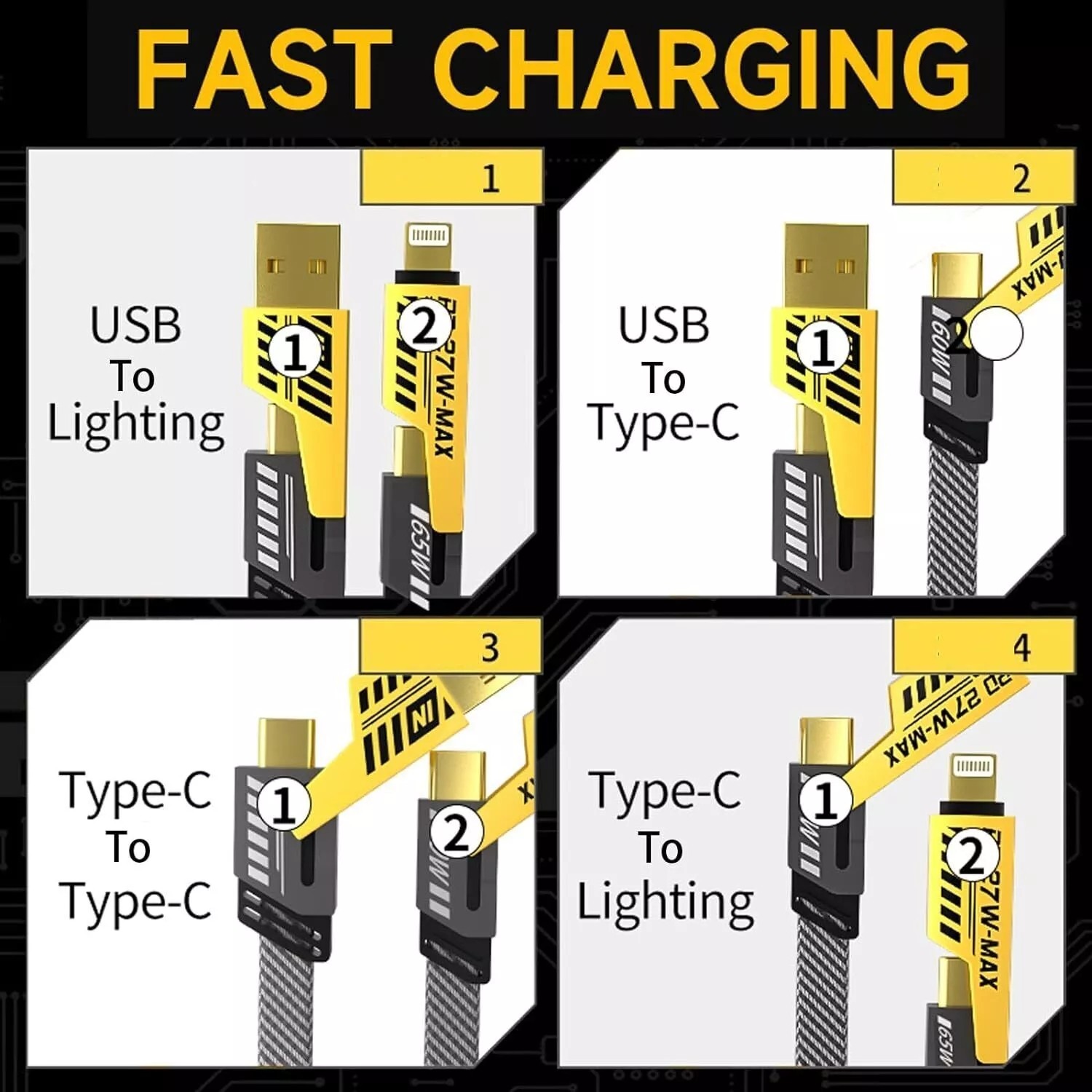 4 in 1 USB Type-C Cable Data Cord Multi Charging Sync Cable For Samsung Macbook