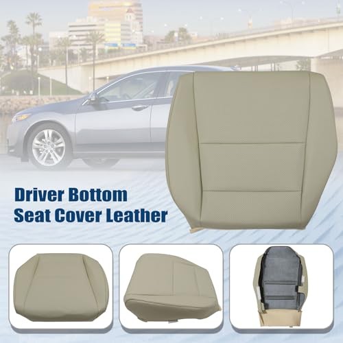 Driver Side Replacement Leather Bottom Perforated Tan Seat Cover Compatible