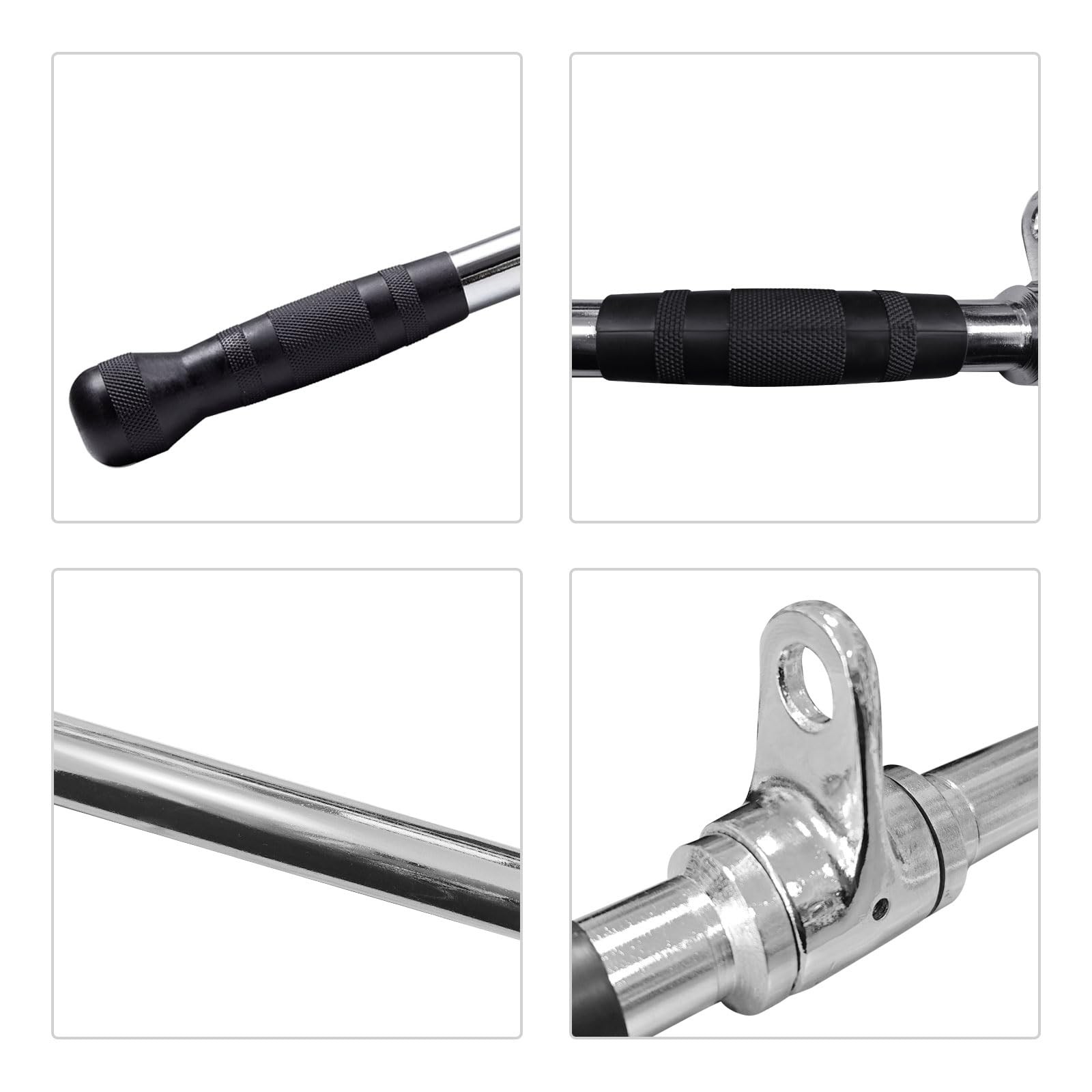 48'' LAT Pull Down Bar: Rotating Double Hooks for Dual Pulley Cable Machine -...