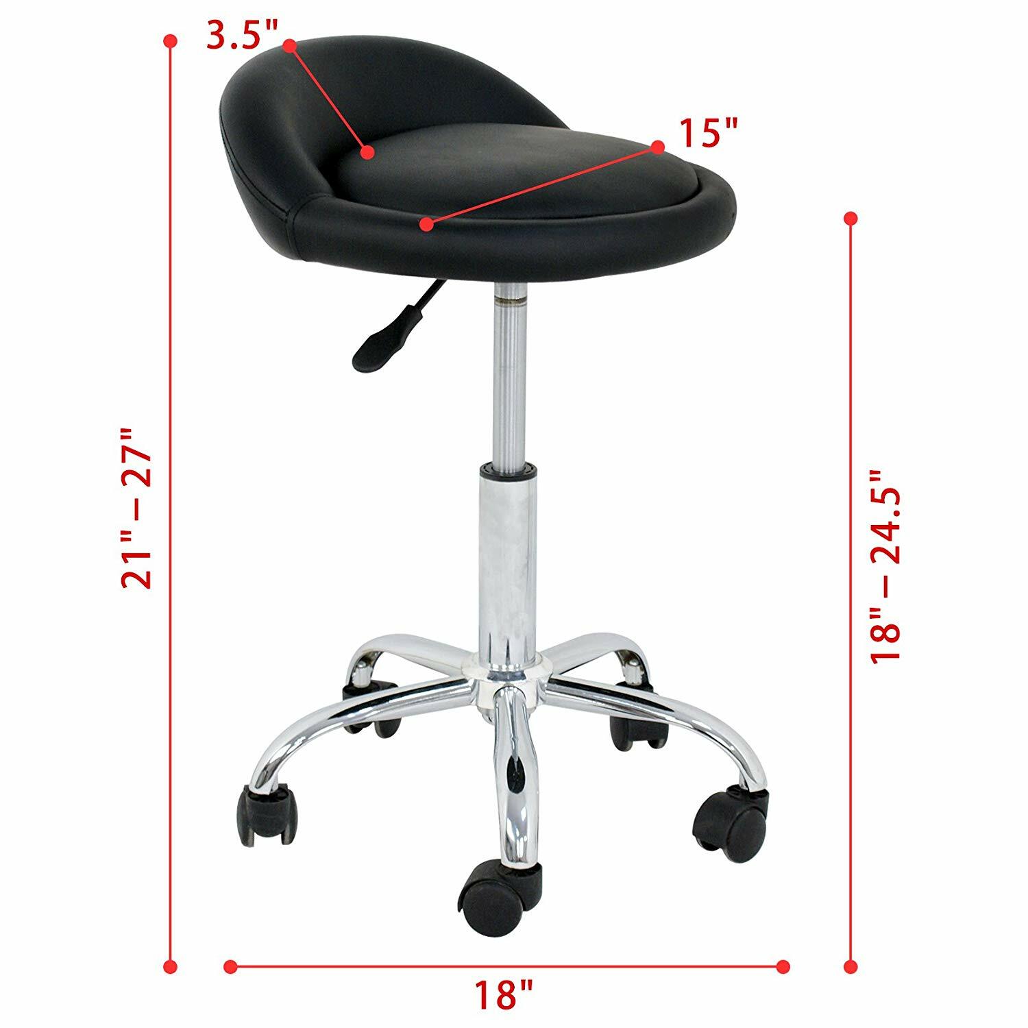 PU Leather Round Rolling Stool Adjustable Height for Massage Salon Spa Facial