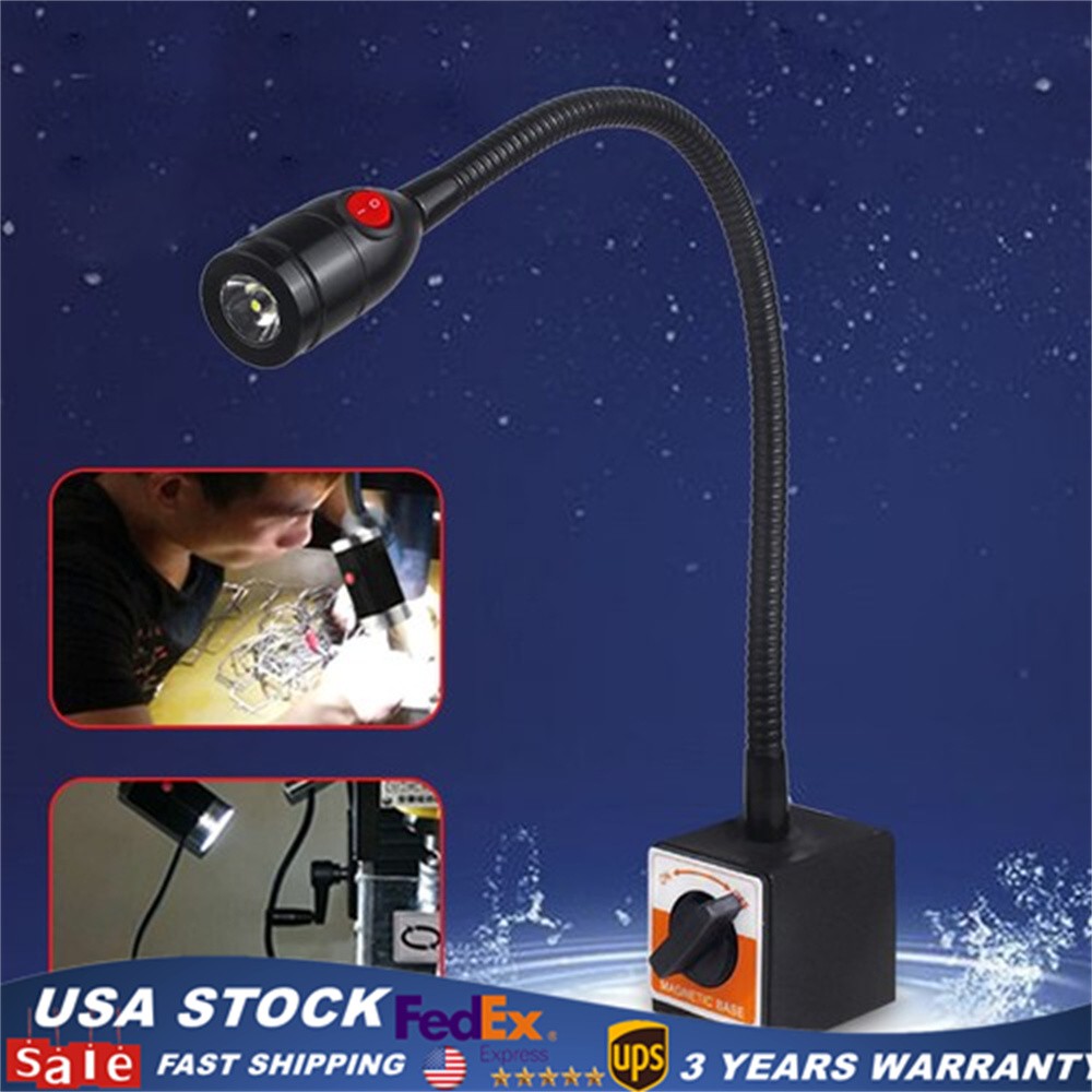110V LED Magnetic Base Work Light Flexible Gooseneck Lathe for CNC Machine Lamp