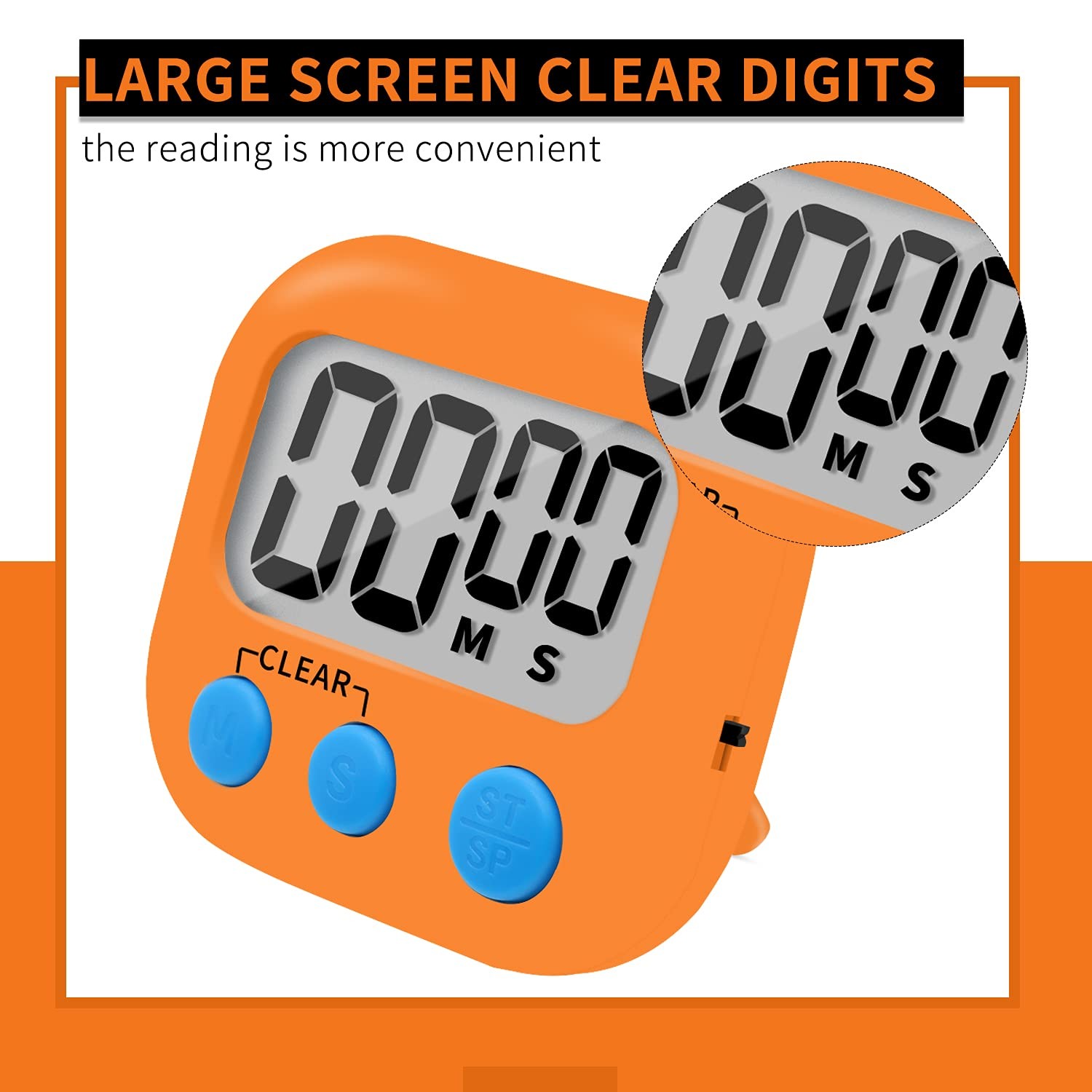 6 Pack Small Digital Kitchen Timer Magnetic Back and ON/Off Switch,Minute Second