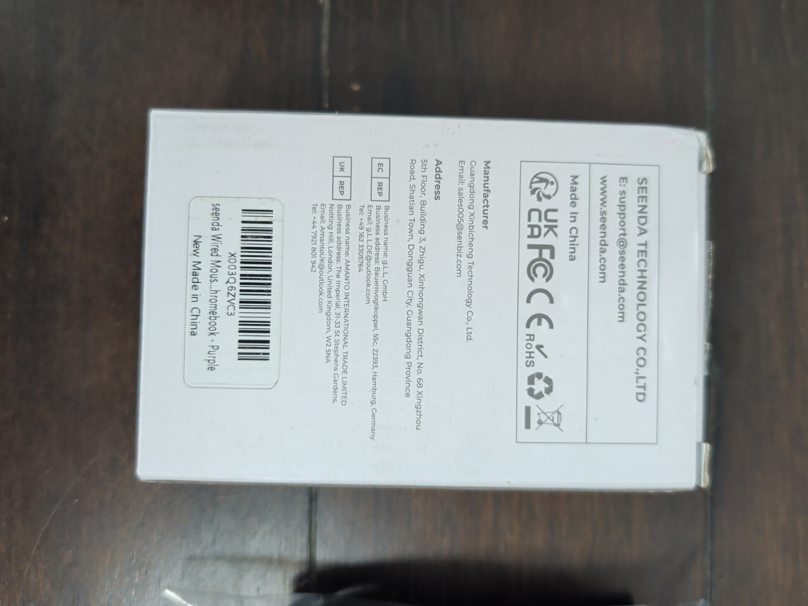 Seenda RGB Backlit Wireless Mouse Violet/White USB Connection