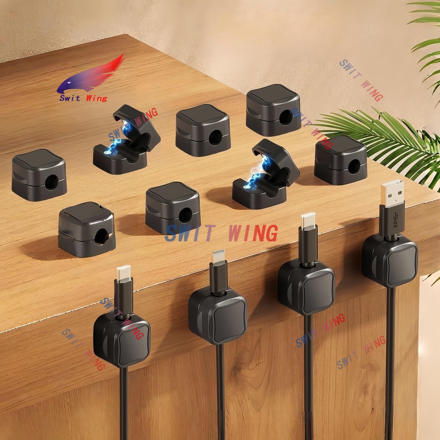 6 Pcs Magnetic Cable Clips Spring Cord Organizer Holder Desk  Cord Holder