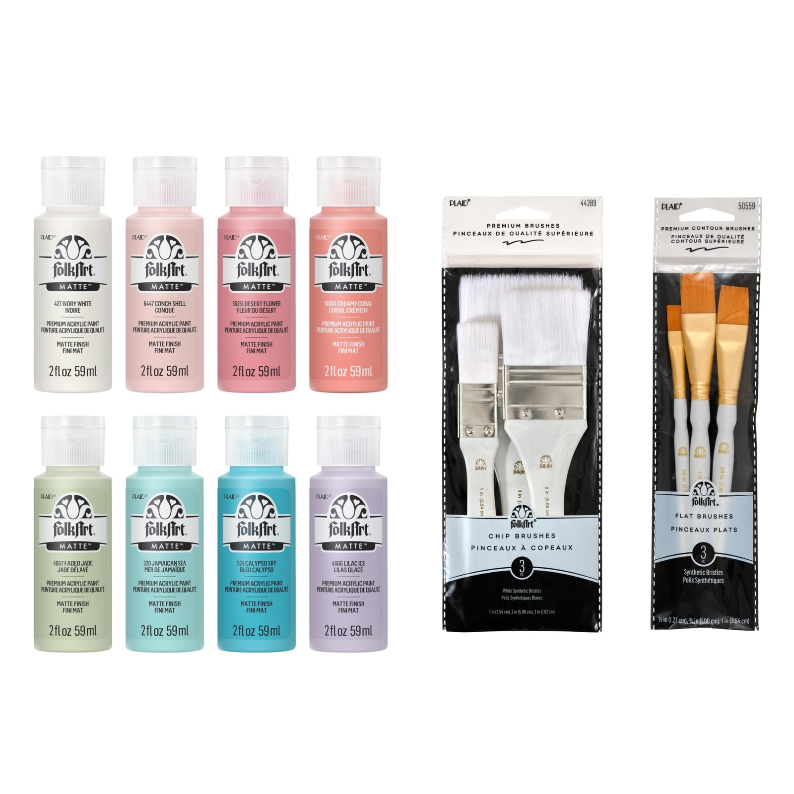 FolkArt, Peaceful Mindful Matte Acrylic Craft Kit, Colors, 14 Piece Set with ...