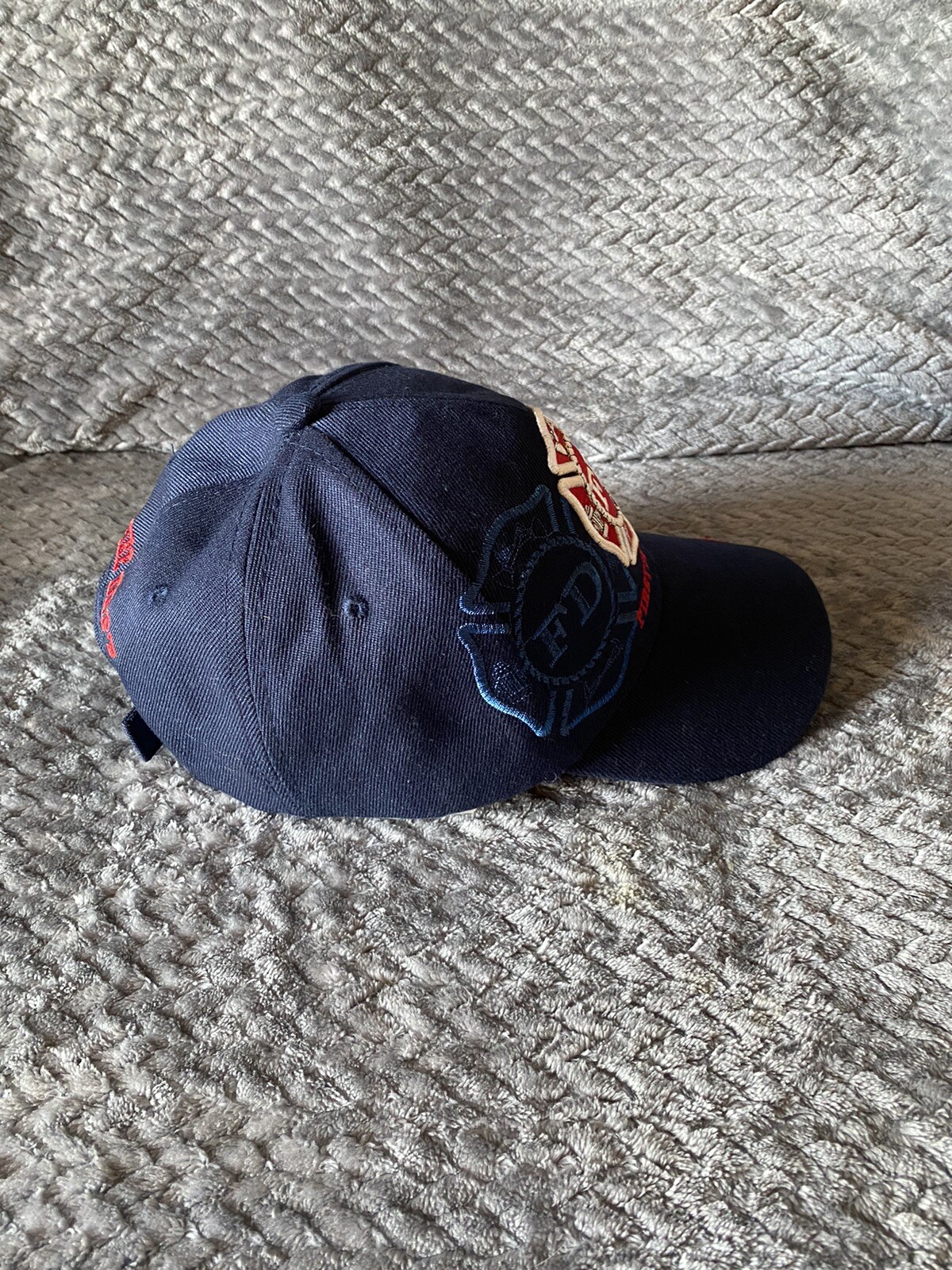 Blue Fire Department First in Last Out Cap - Firefighter Gift - Embroidered Hat