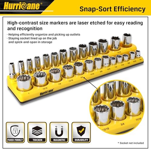 Magnetic Socket Organizer Set Socket Holder Set Includes 1/4", 3/8", 6 Piece
