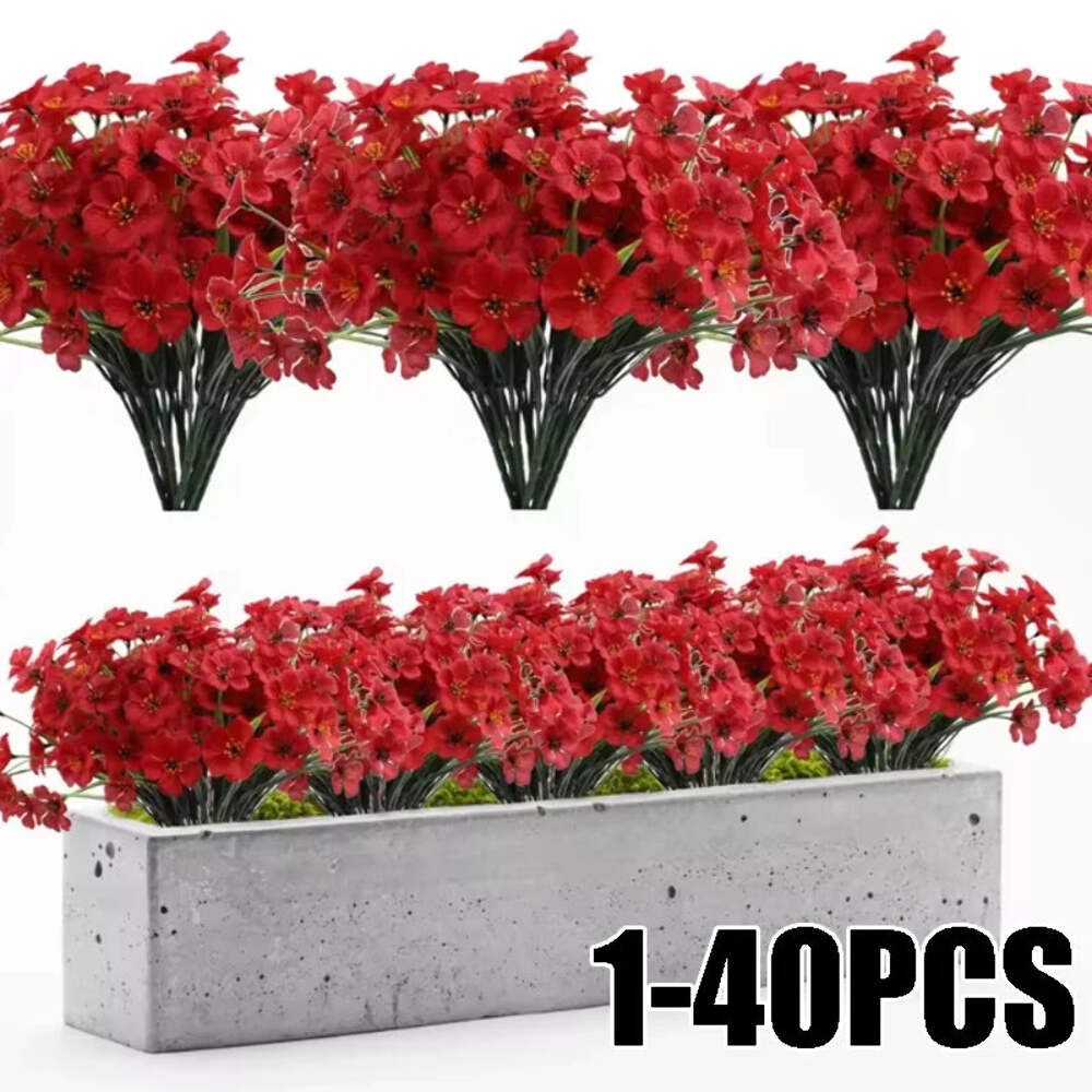 UV Resistant Artificial Purple Spring Flowers – Faux Plastic Outdoor Plants for