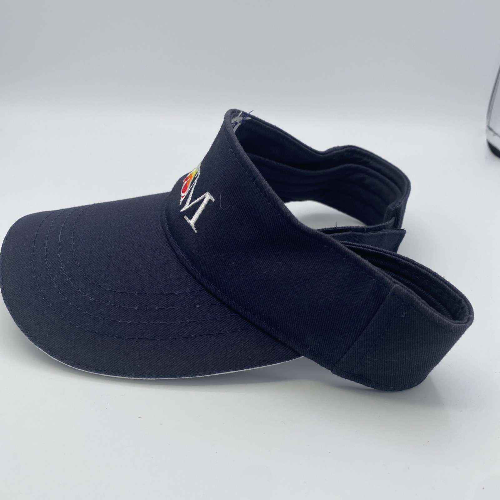 Prsm Visor - Navy Blue - White-rainbow Embroidered Logo - Adjustable Size