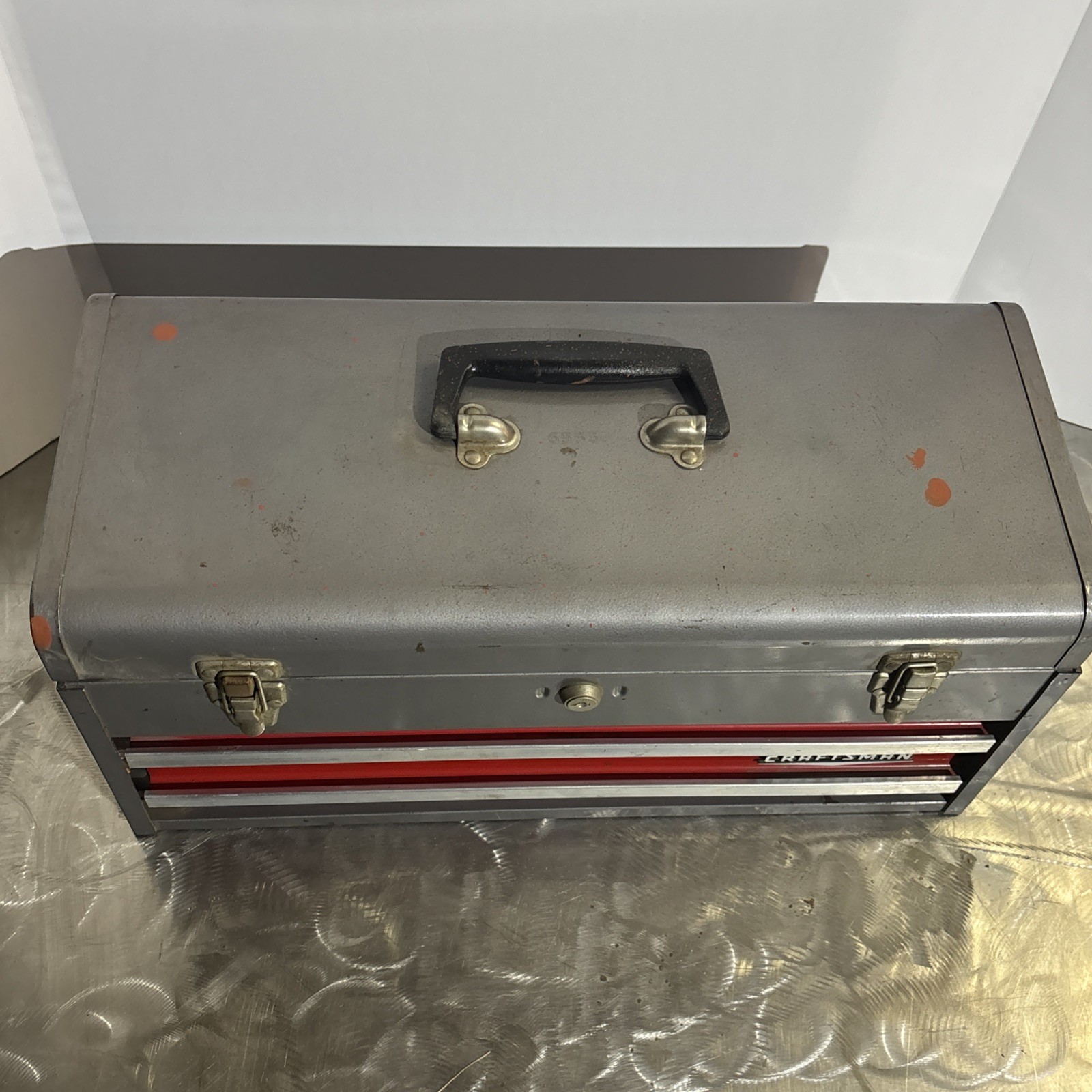 Craftsman 20" Portable Carrying Tool Chest Box Steel 2 Draw 65336 Vtg USA READ!