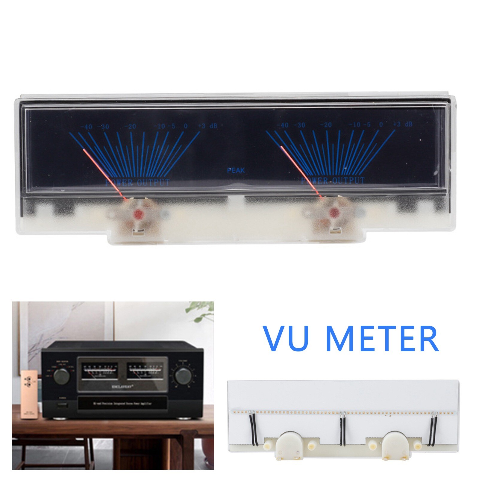Dual Analog Power Amplifier Panel VU Meter Audio Level dB Meter With BackLight