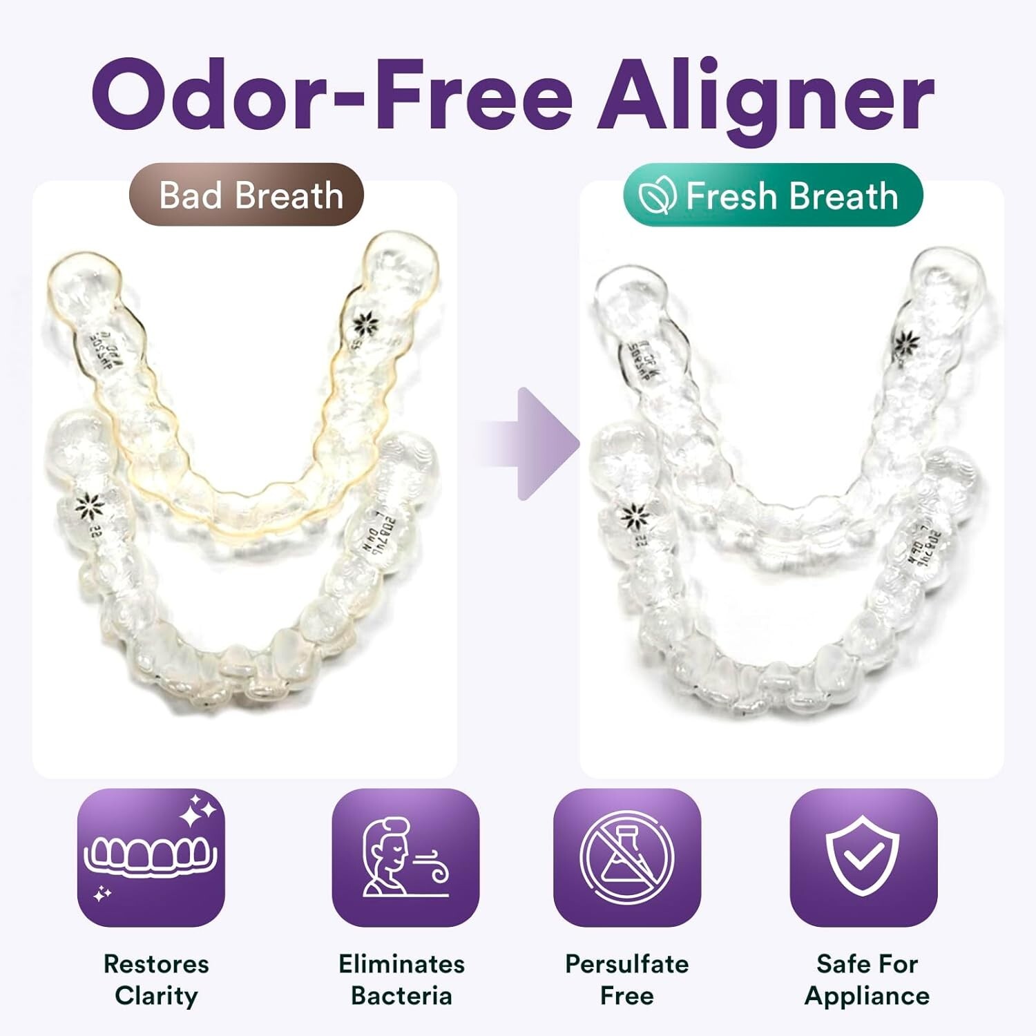 Retainer Cleaner Tablets, Invisalign Cleaner, Remove Stains, Odors & Plaque, ...