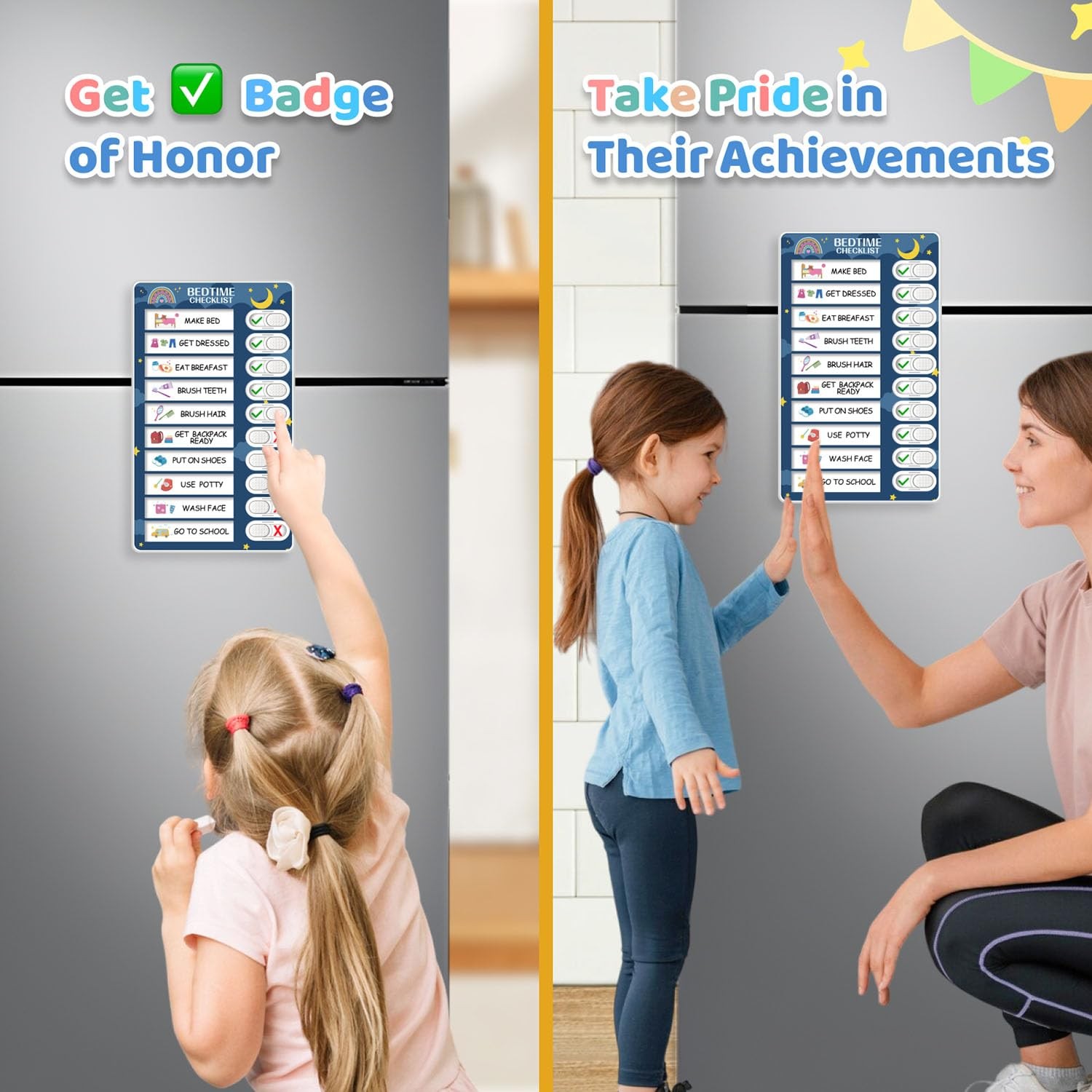 Kids Magnetic Bedtime Morning Routine Chart Visual Schedule ADHD Board