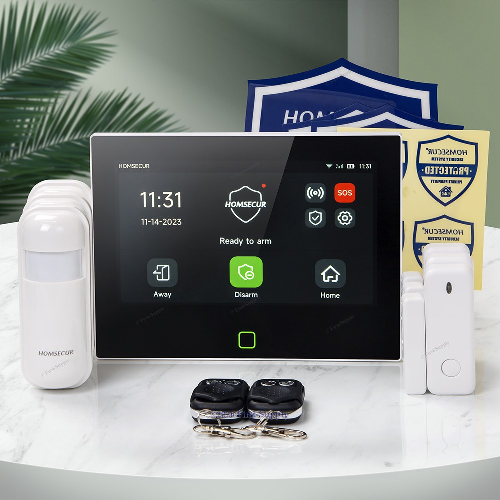 HOMSECUR Wireless WIFI 4G 2G LCD SMS Autodial Burglar Intruder 7" Alarm System