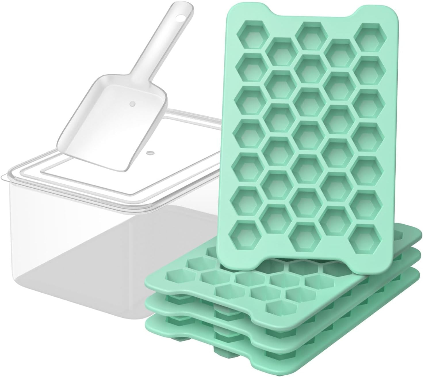 Mini Ice Cube Tray for Freezer: Small Plastic Cubes Trays Mini, Green