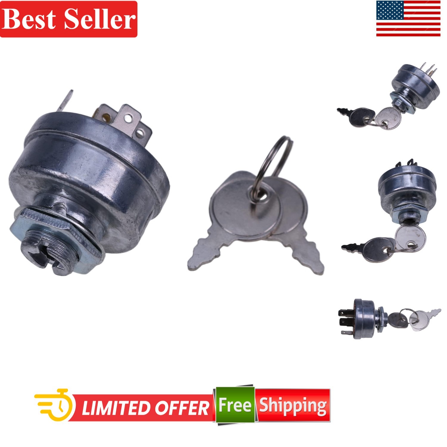 Ignition Key Switch & Keys for Scag Zero-turn Mowers 2.76x2.76x2.17 in