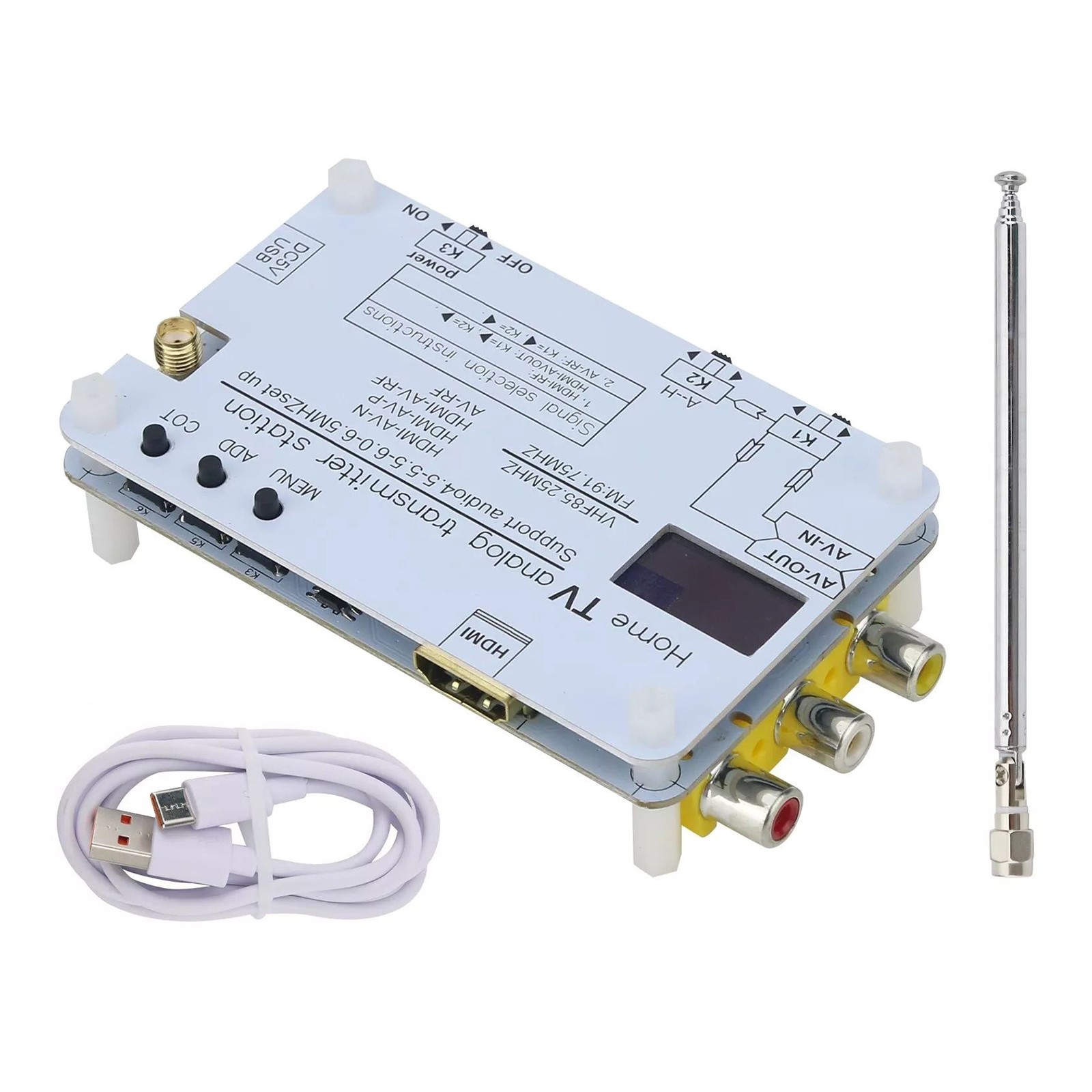 DC 5V Analog TV Signal Transmitter Home Analog TV Transmitter OLED Display