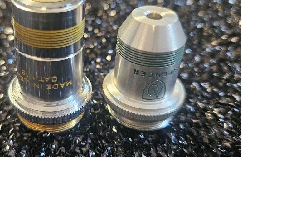 LOT OF 2 AO AMERICAN OPTICAL SPENCER 45X/10 NA .66/.25 MICROSCOPE OBJECTIVE 1116