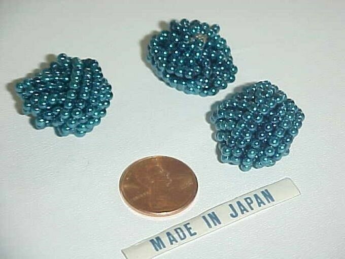 12 VINTAGE JAPANESE COBALT SEED BEAD 1" LOVE KNOTS L935